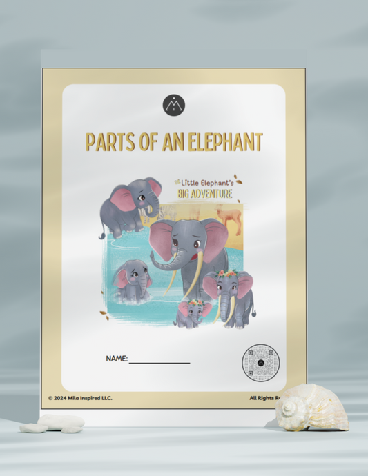 Parts of an Elephant Activity Sheet (INSTANT DOWNLOAD): Activity Worksheet for Young Children | Fun One-Page Elephant Parts Identification Exercise with Images from 'The Little Elephant's Big Adventure'