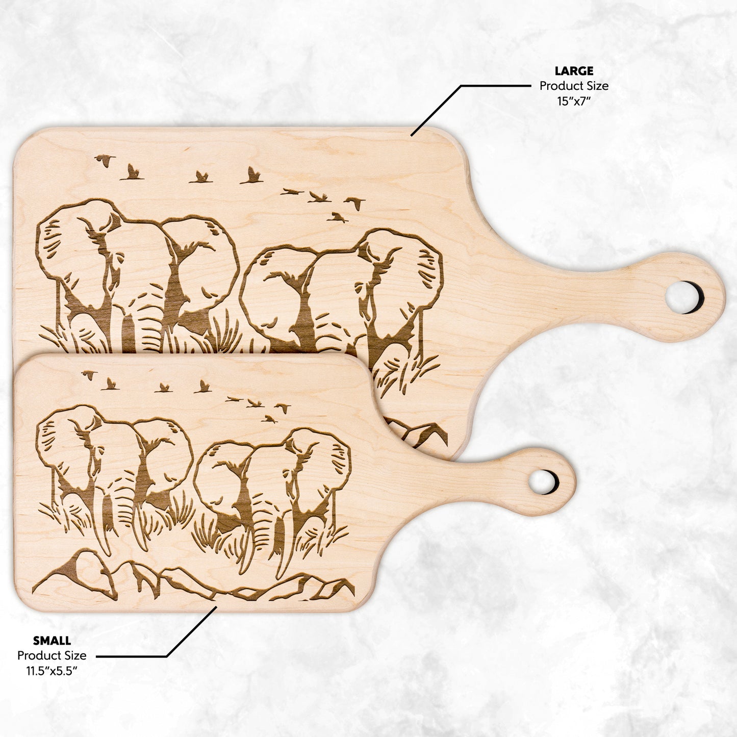 Safari-Inspired Elephant Hardwood Cutting Boards | Elegant Kitchen Decor | Walnut & Maple Chopping Baords