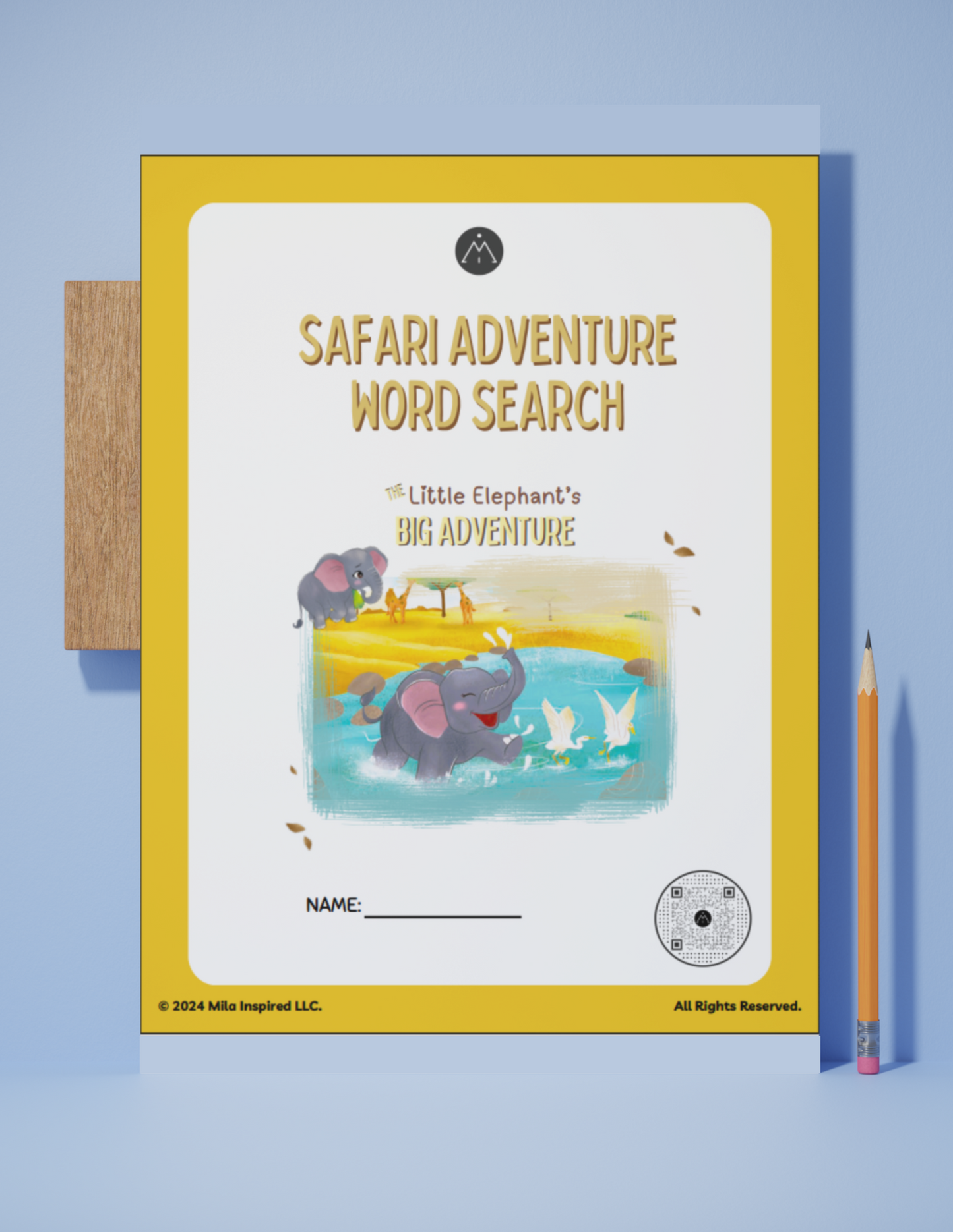Safari Adventure Word Search Activity Sheet (INSTANT DOWNLOAD): Activity Worksheet for Young Children | Fun Single Sheet Word Search with Words and Images from 'The Little Elephant's Big Adventure'