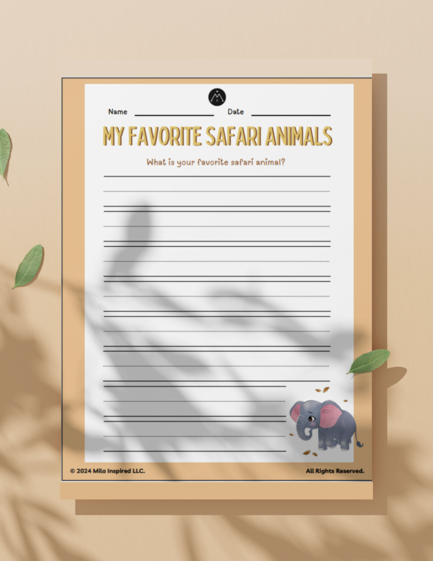 Safari Animals Activity Worksheet (INSTANT DOWNLOAD): Activity Worksheet for Young Children | 3 Pages with Fun Activities and Images from 'The Little Elephant's Big Adventure'
