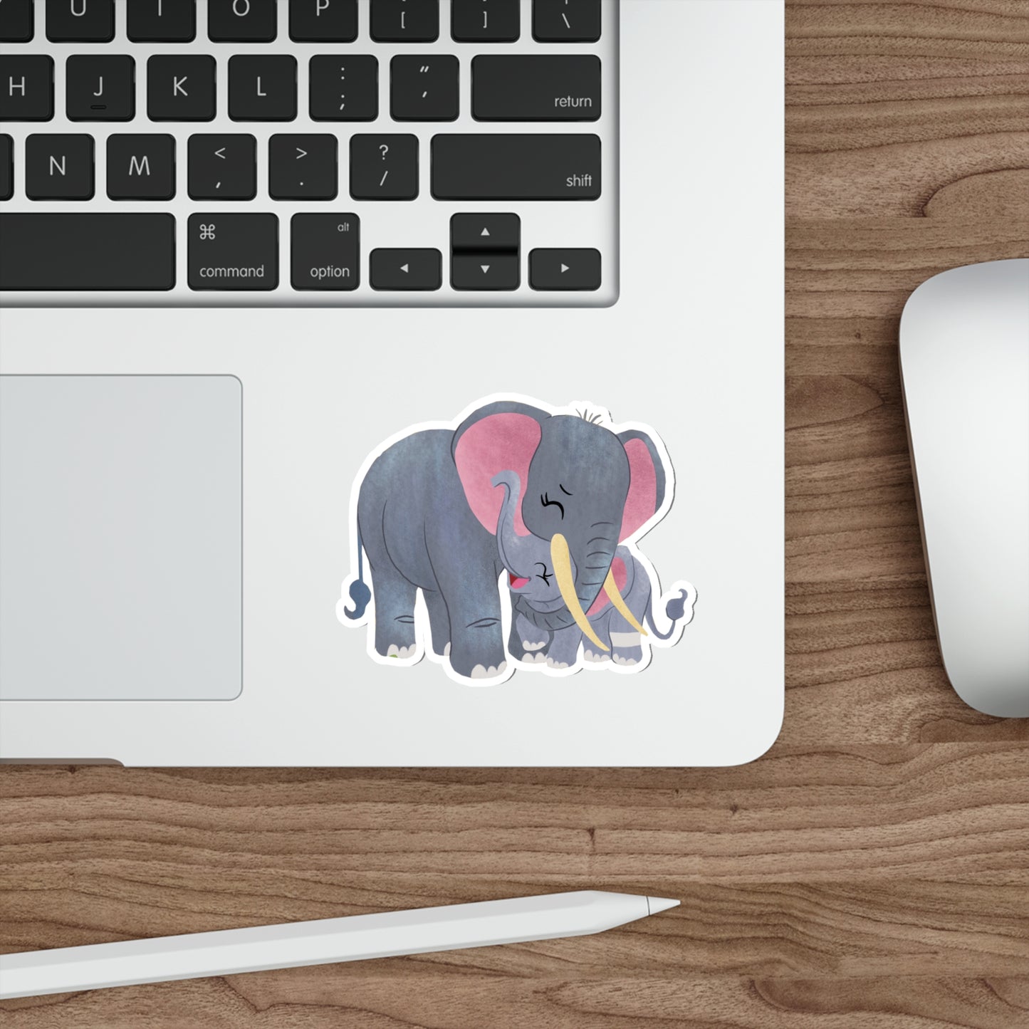 Stickers of Amara with her Loving Mother, Lila Hugging | Die-Cut Elephant Stickers | Outdoor and Indoor Stickers | Water-resistant Stickers