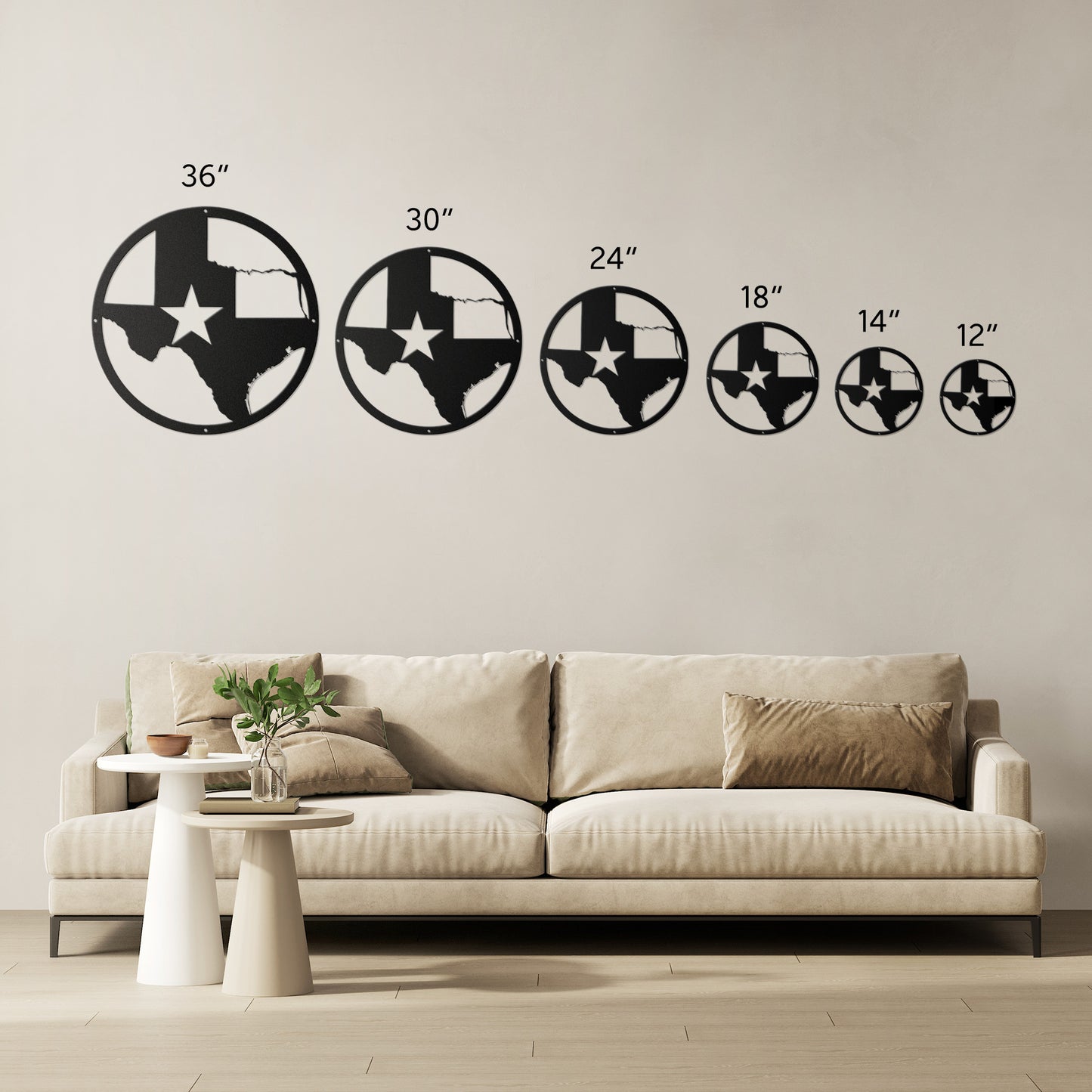 Rustic Texas State Map Metal Wall Hanging with Lone Star and Thin Outline Top Right | Durable Steel | 5 Colors | 6 Sizes | Indoor/Outdoor Décor | Farmhouse Texas State Wall Sign