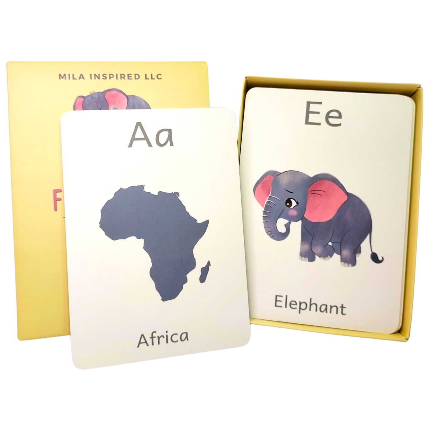 Fun Safari Alphabet Flash Cards from The Little Elephant's Big Adventure Book | Amara Baby Elephant ABC Cards | Fun Children's A to Z Learning Cards