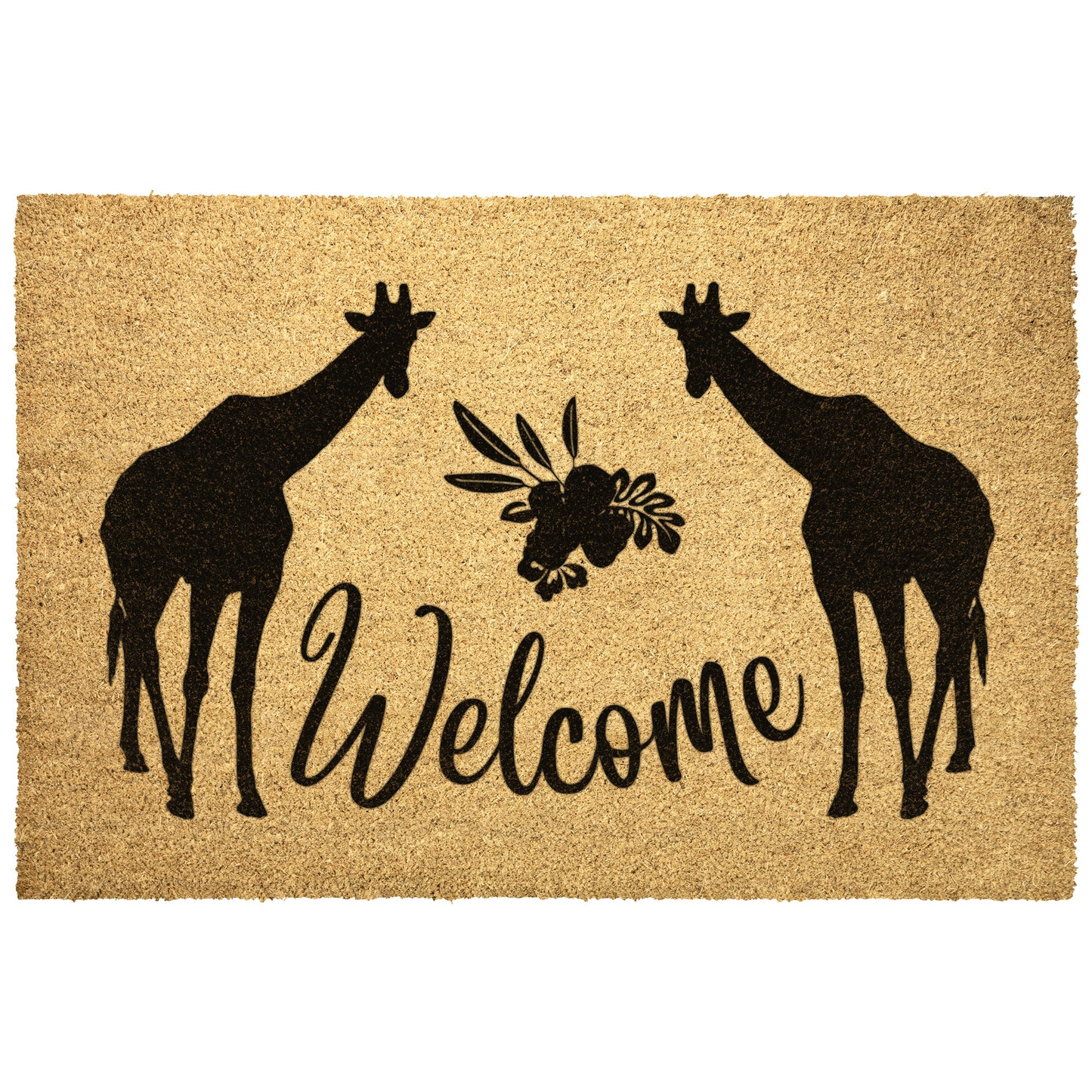 Welcome Home with our Whimsy Giraffe Coir Mat, functional front door mat, cute outdoor & patio gift mat, durable animal flower mat, tough