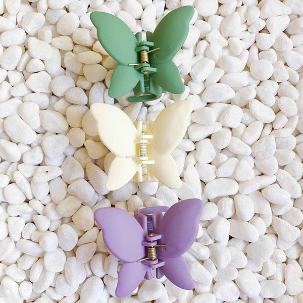 Colorful Matte Trio of Butterflies Hair Claw Set