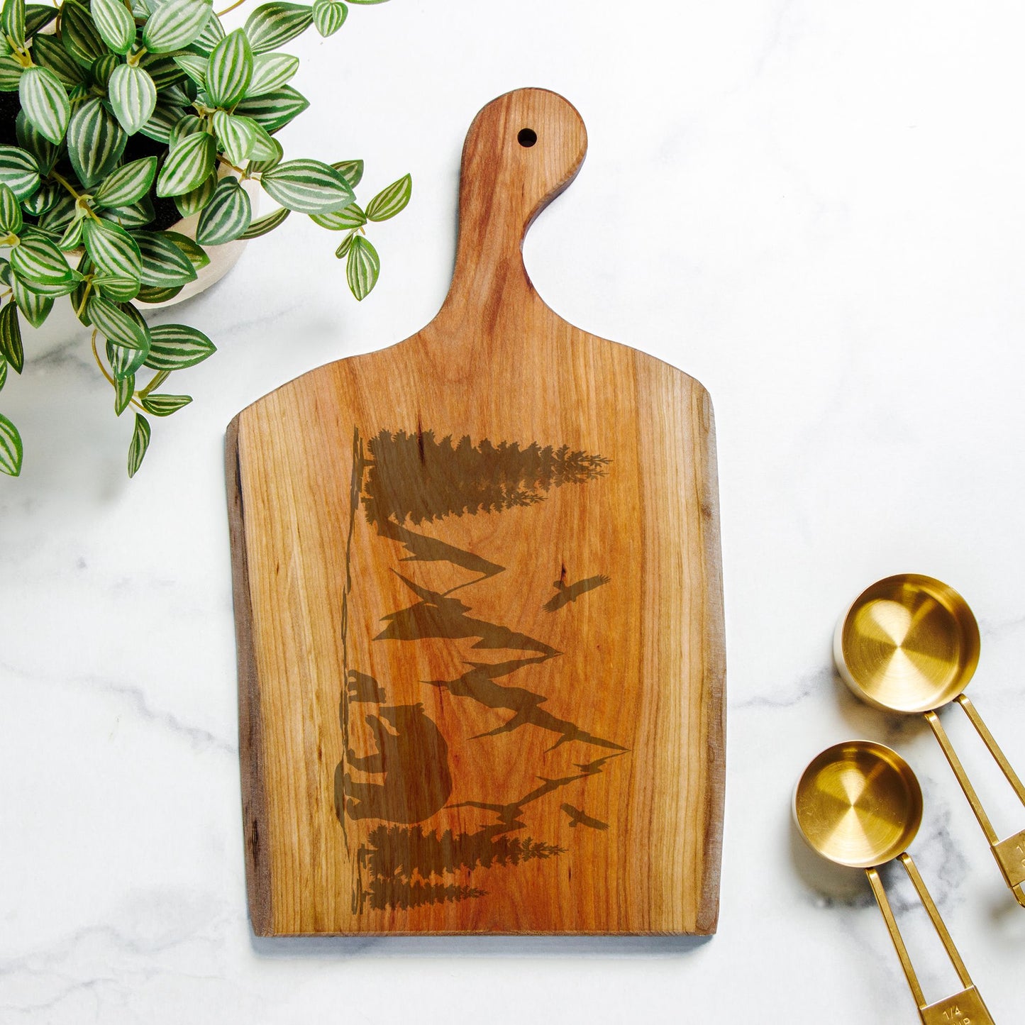Mama and Baby Bear Live Edge Artisan Cherry Wood Serving Board