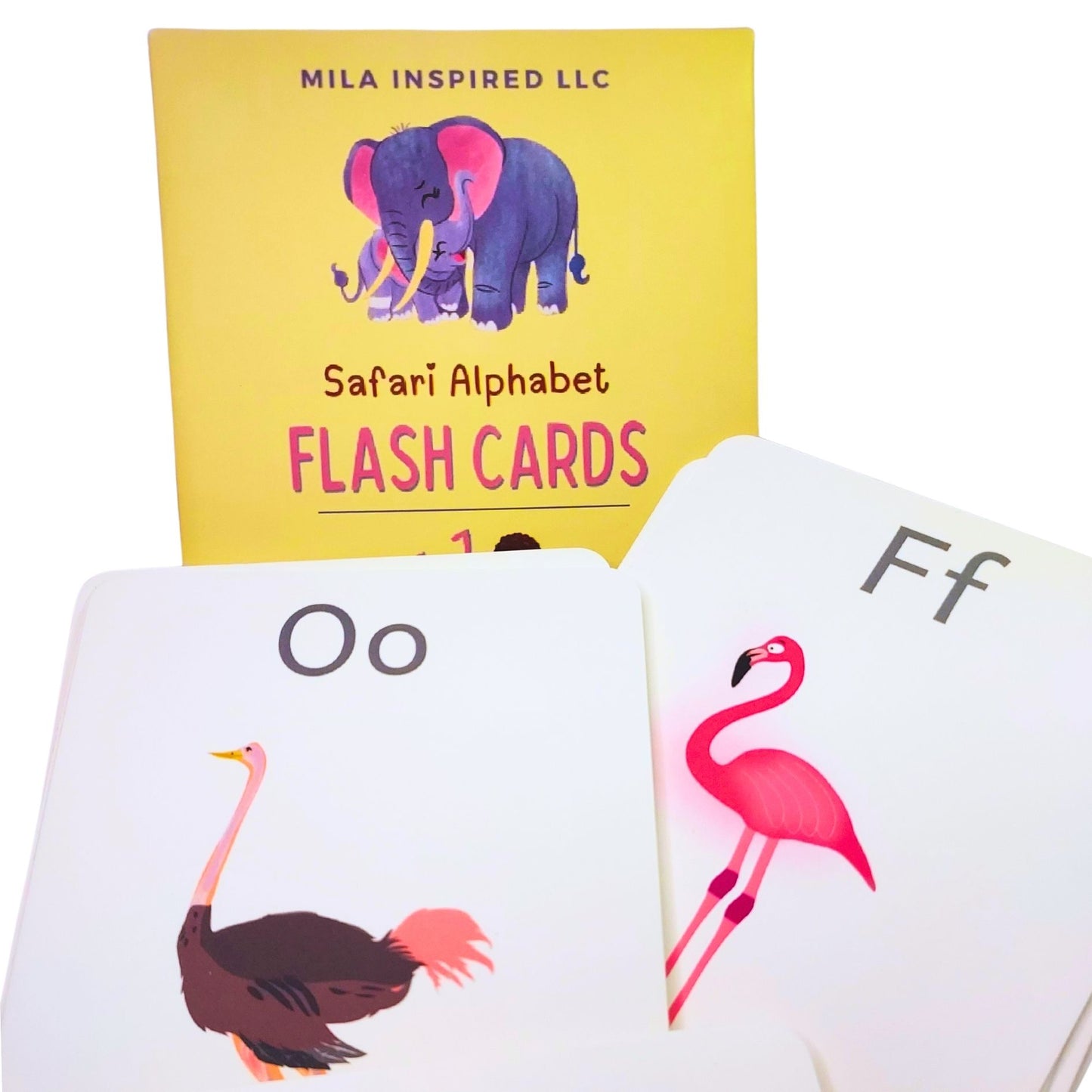 Fun Safari Alphabet Flash Cards from The Little Elephant's Big Adventure Book | Amara Baby Elephant ABC Cards | Fun Children's A to Z Learning Cards