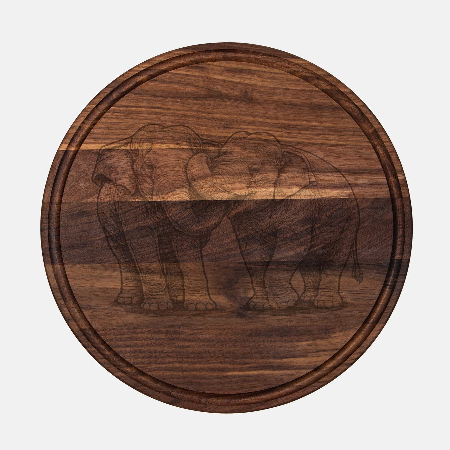 Round Asian Elephant Charcuterie Board – Housewarming Gift, Safari Cheese Board, Walnut Serving Board