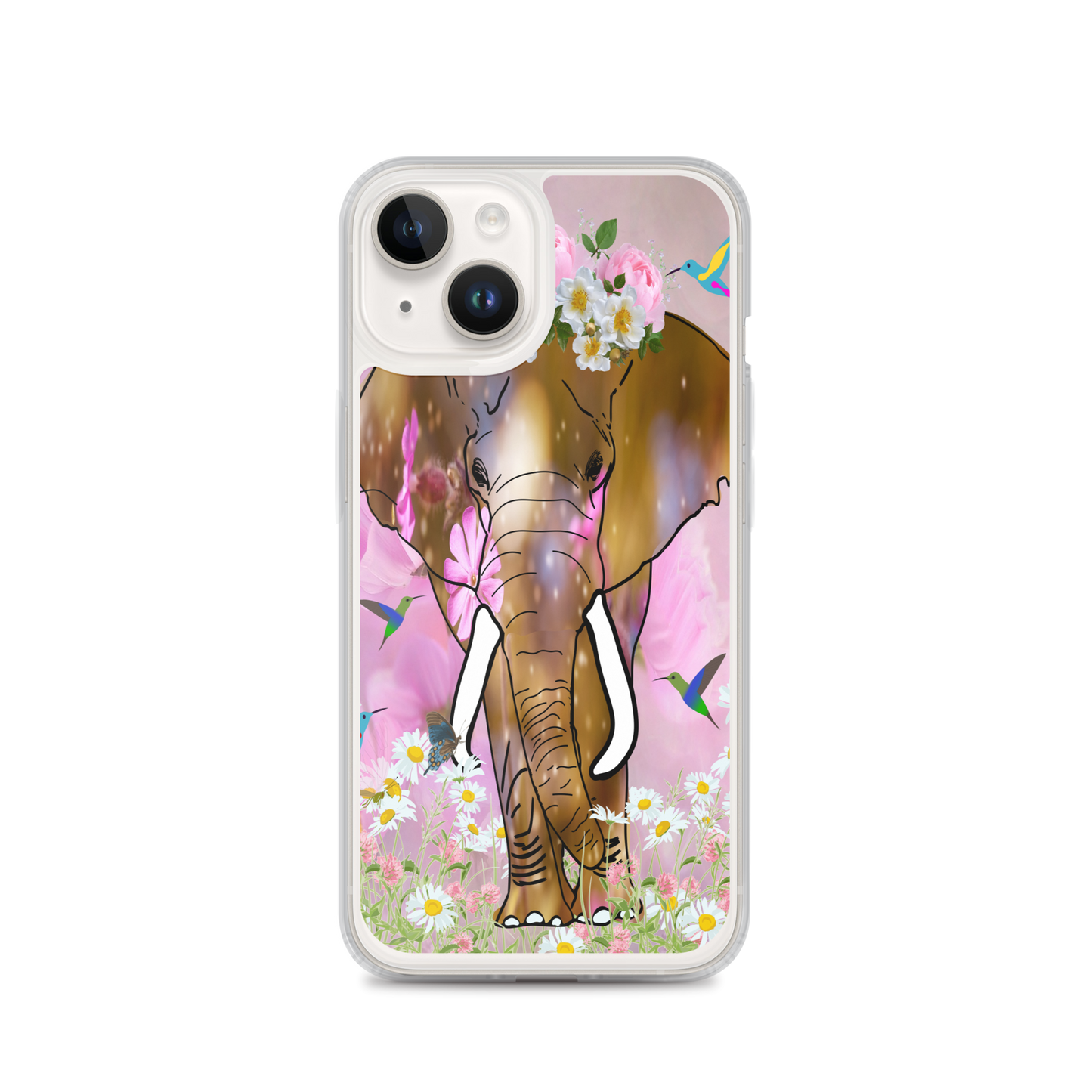 iPhone Case with African Elephant Illustration - Field of Dreams Elephant with Flower Crown