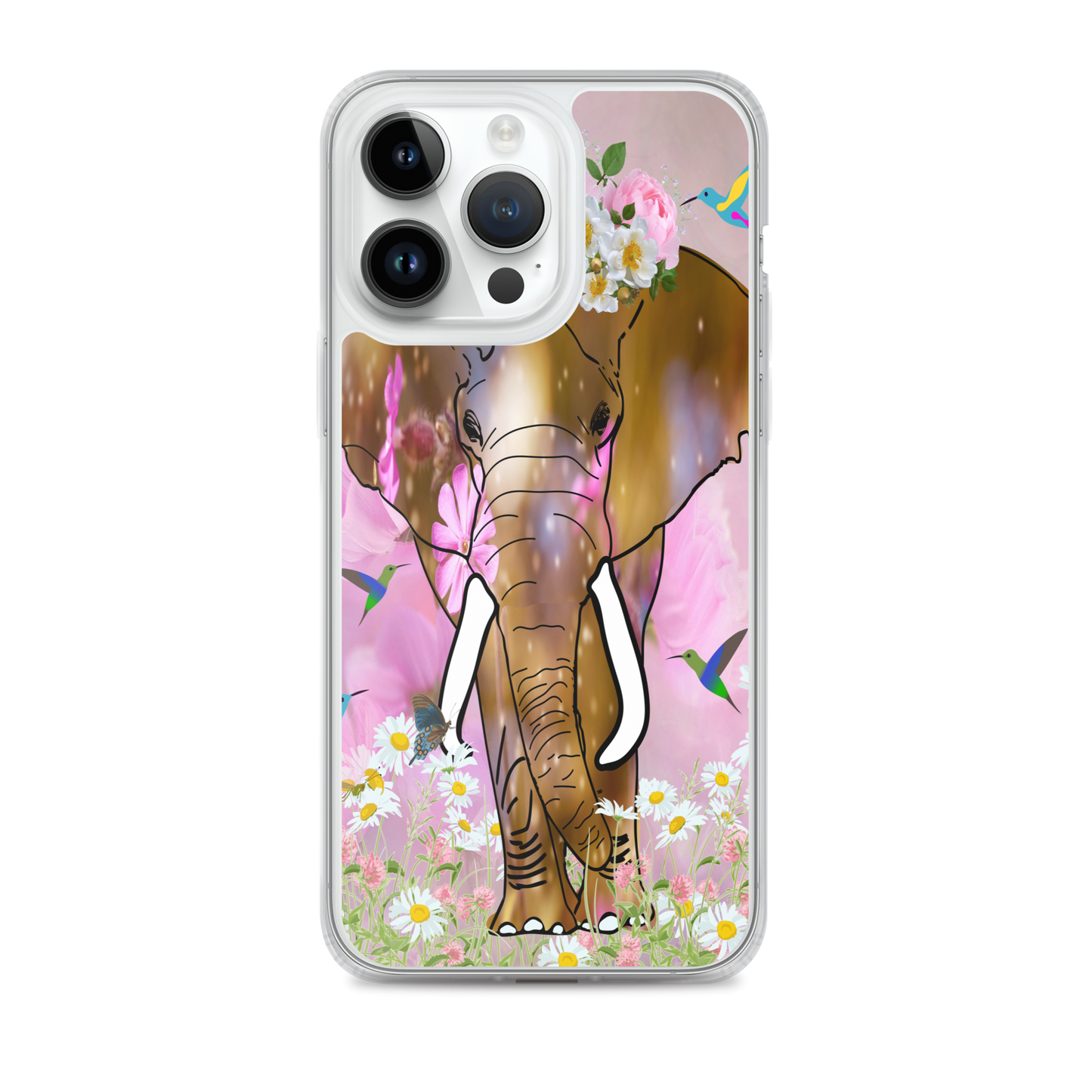 iPhone Case with African Elephant Illustration - Field of Dreams Elephant with Flower Crown