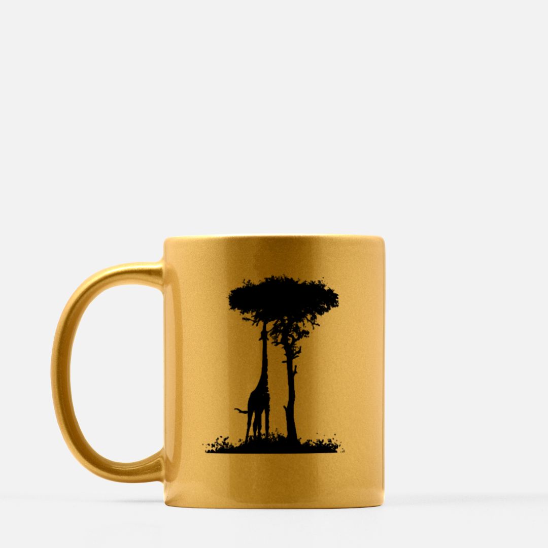 Metallic Gold Giraffe Mug 11oz (Gold)