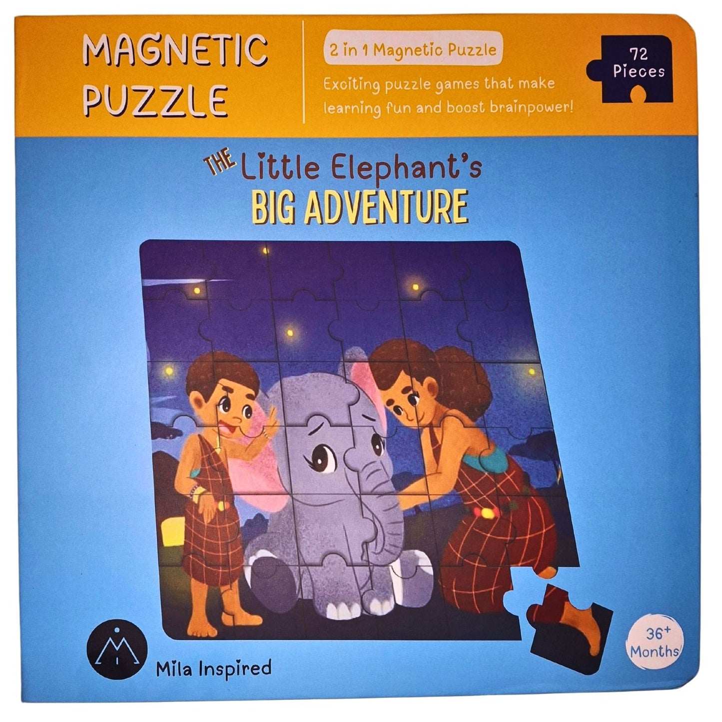 2-in-1 Jigsaw Magnetic Puzzle Book for Fun Learning | Educational Toys for Kids 3+ | Interactive Storybook Puzzles from The Little Elephant's Big Adventure Book