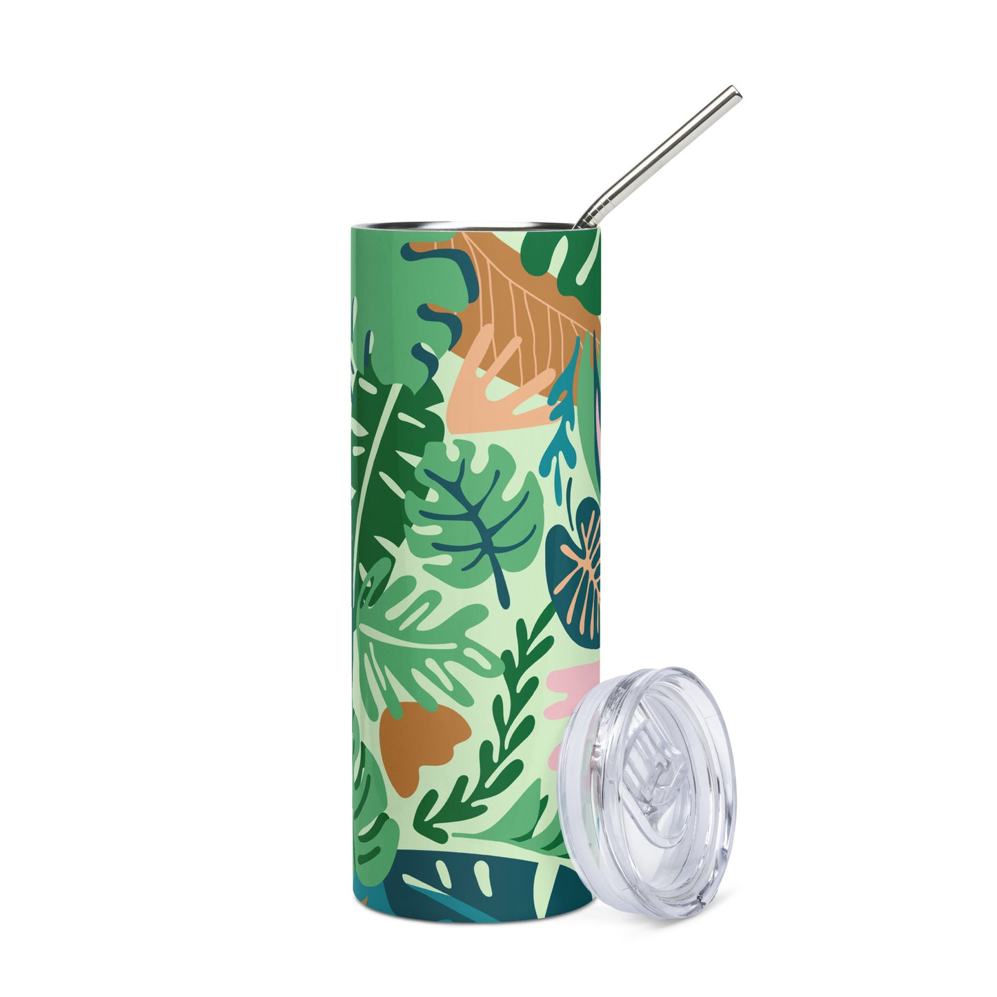 Blossom and Sip: Summer Leaves & Flowers Stainless Steel Tumbler, Cute Summer Stainless steel tumbler