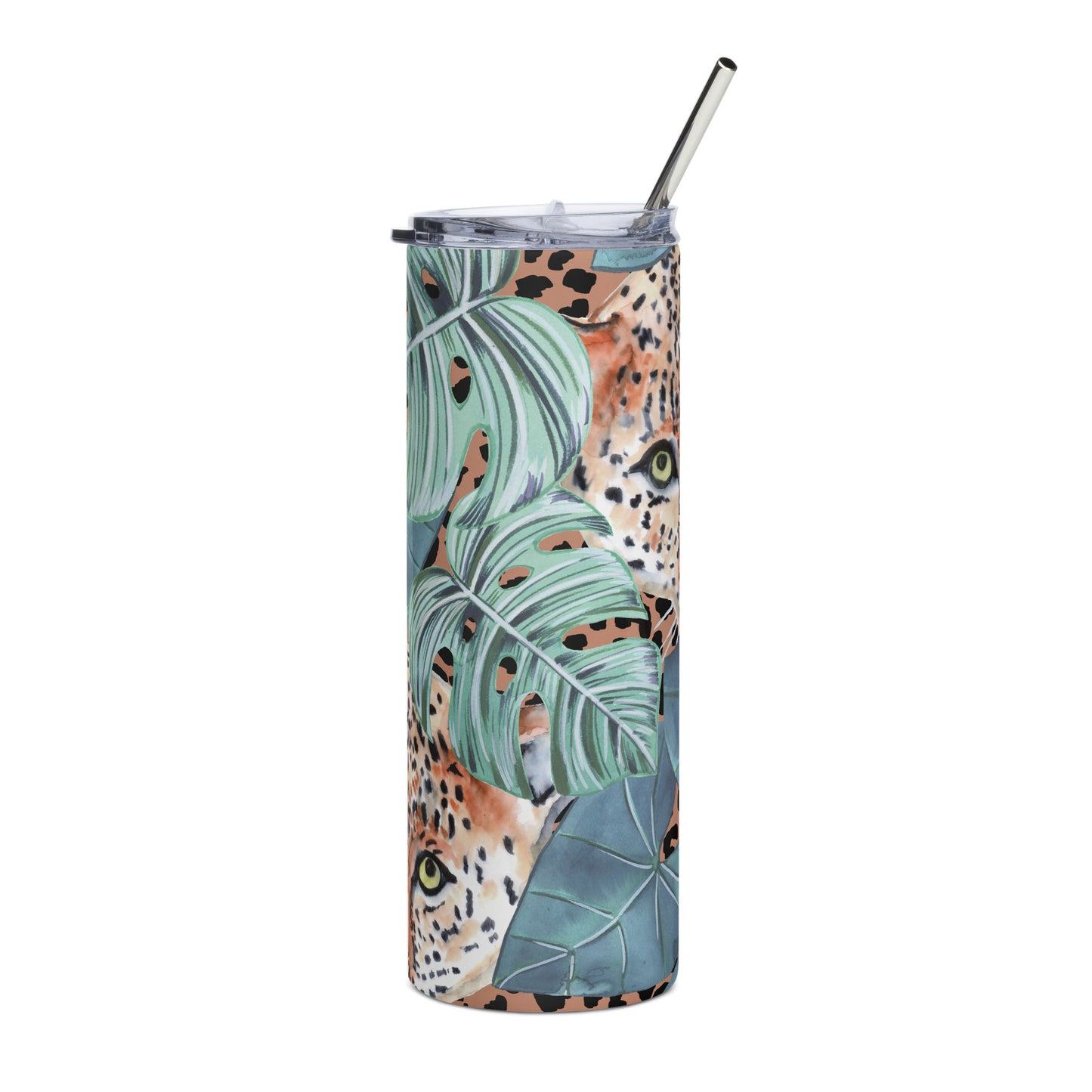 Leopard in Forest Stainless steel tumbler (20 oz.)