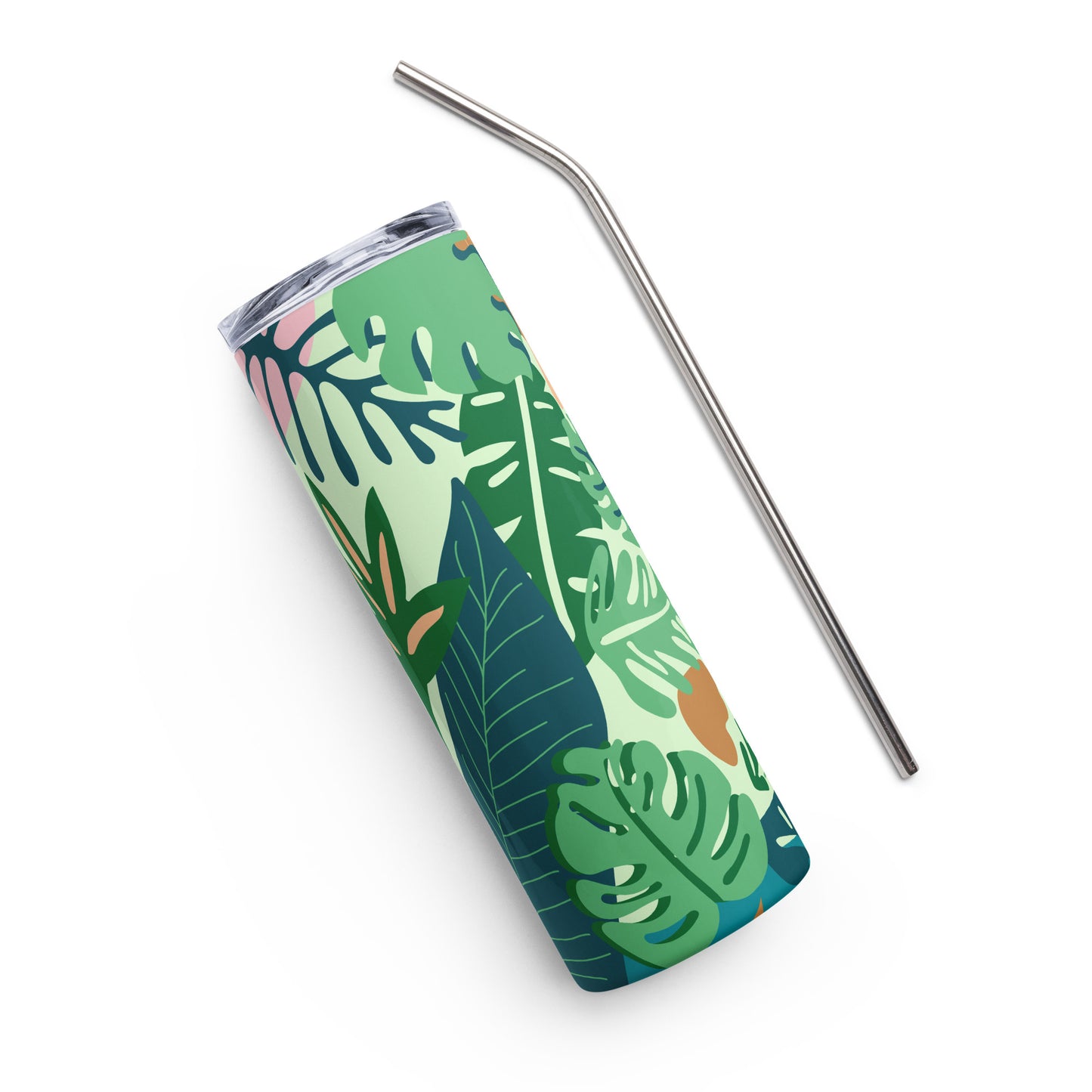 Blossom and Sip: Summer Leaves & Flowers Stainless Steel Tumbler, Cute Summer Stainless steel tumbler