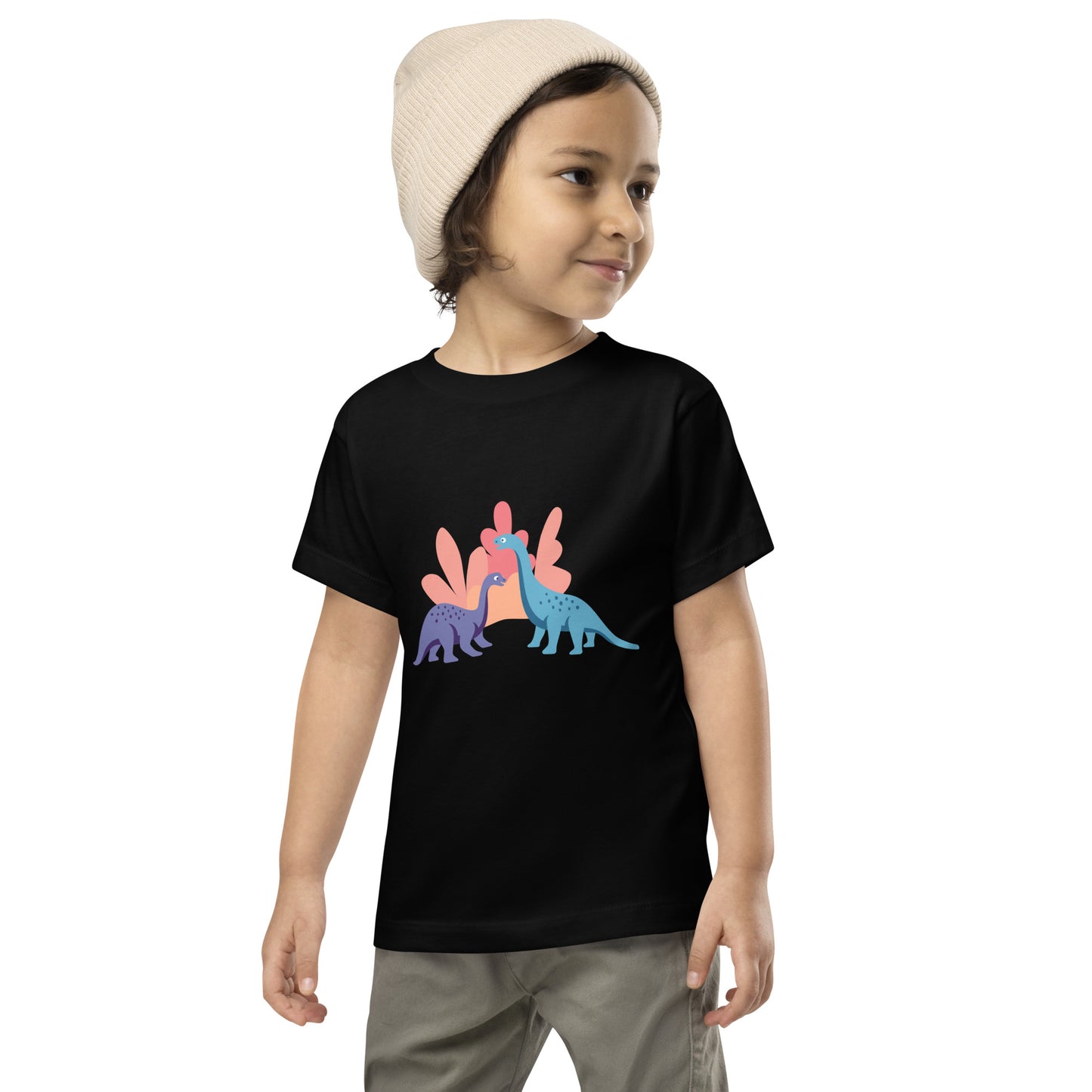 Cute Dinosaur Toddler Short Sleeve Tee, Kid's Dino Tee