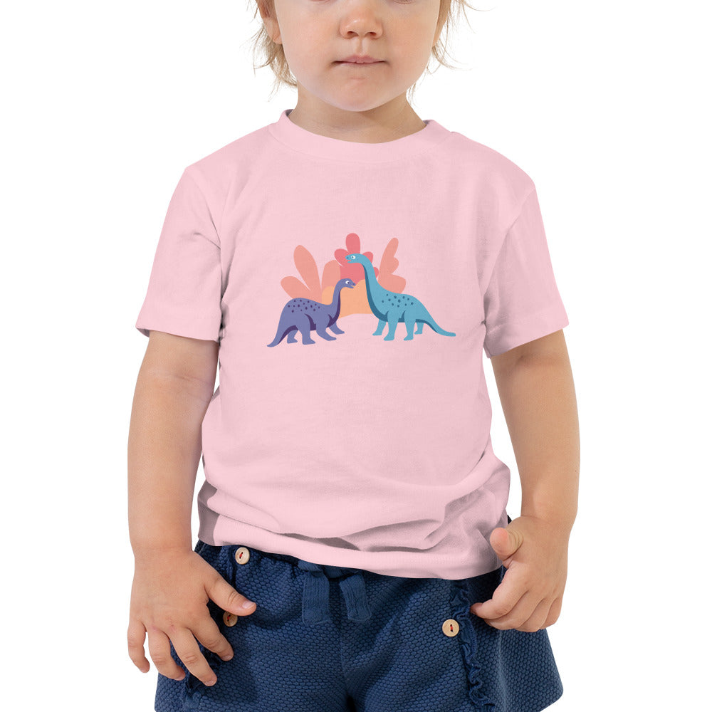 Cute Dinosaur Toddler Short Sleeve Tee, Kid's Dino Tee