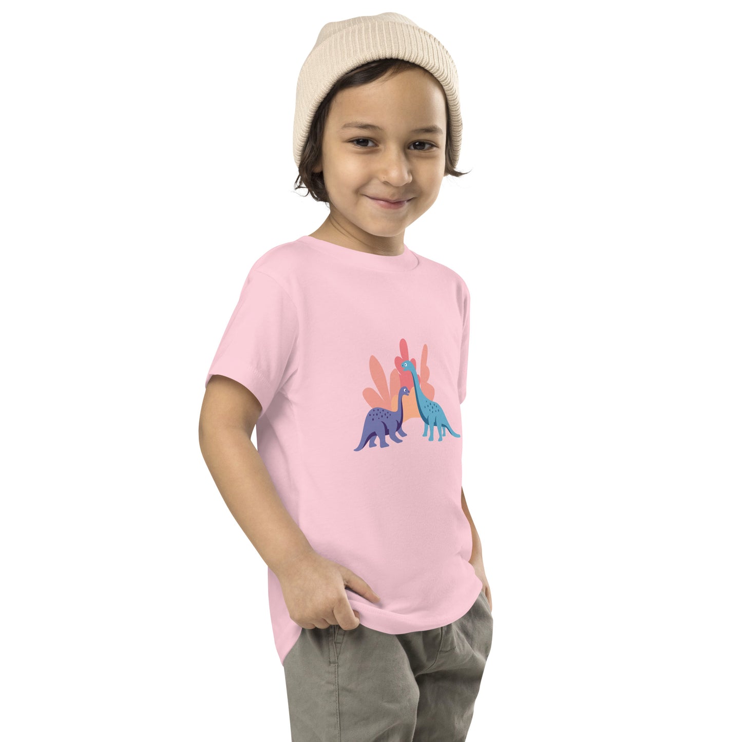 Cute Dinosaur Toddler Short Sleeve Tee, Kid's Dino Tee