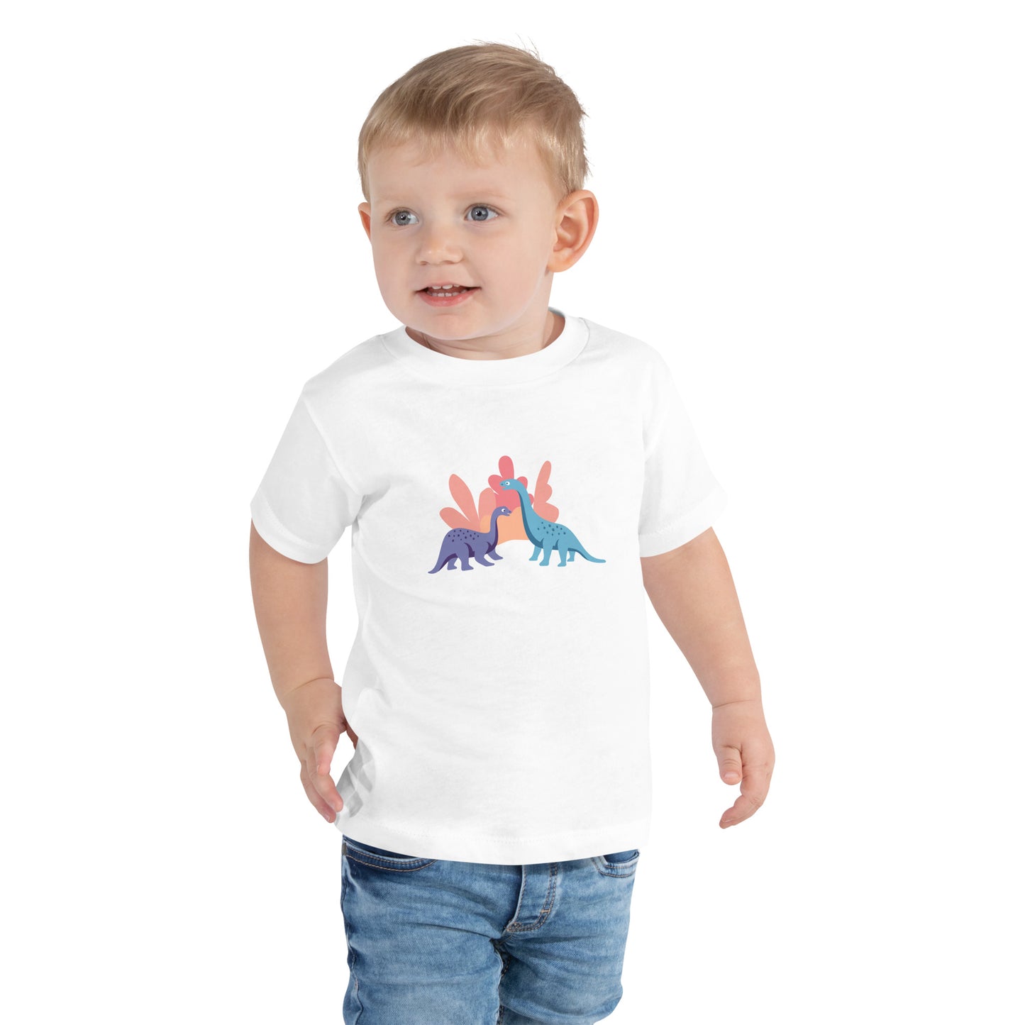 Cute Dinosaur Toddler Short Sleeve Tee, Kid's Dino Tee