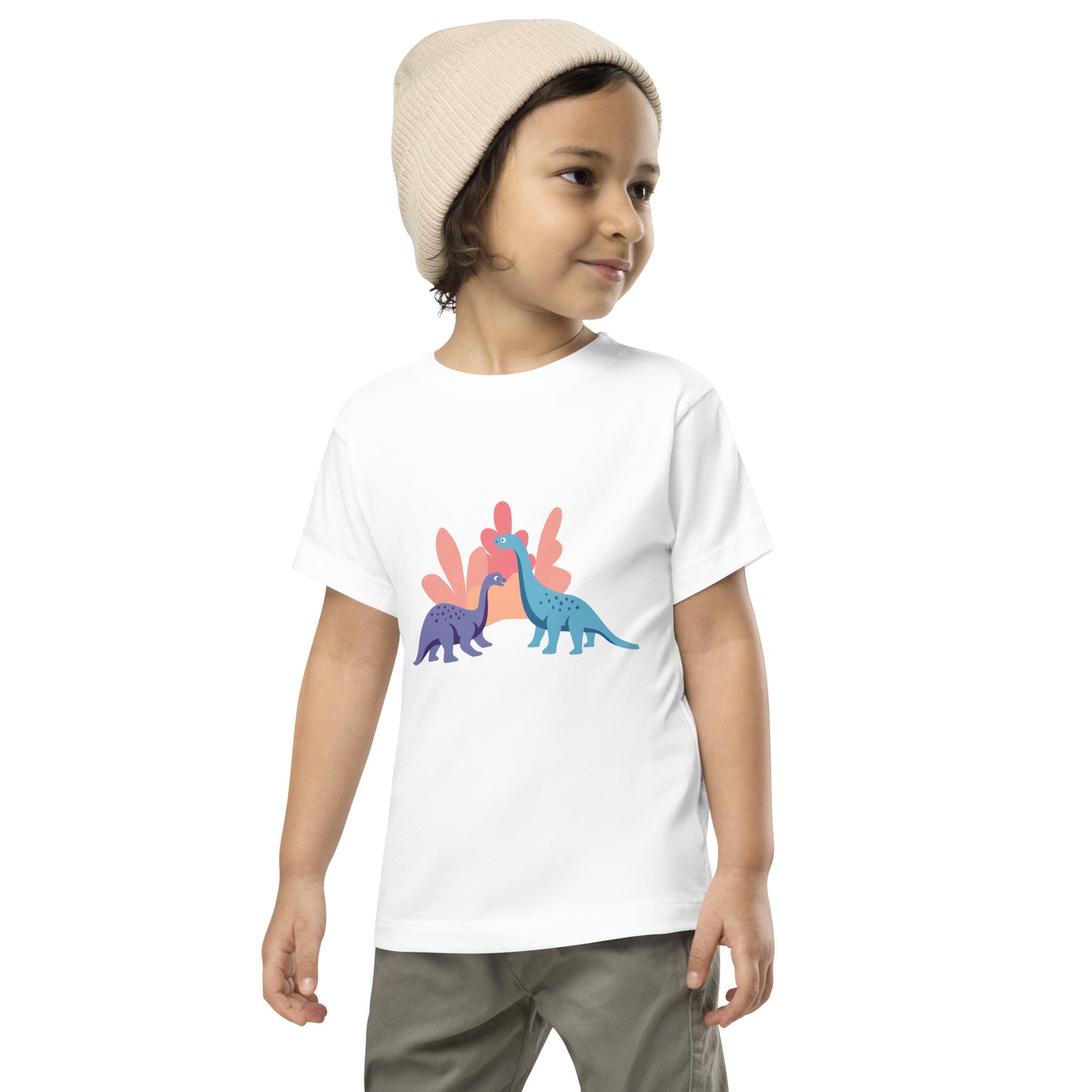 Cute Dinosaur Toddler Short Sleeve Tee, Kid's Dino Tee
