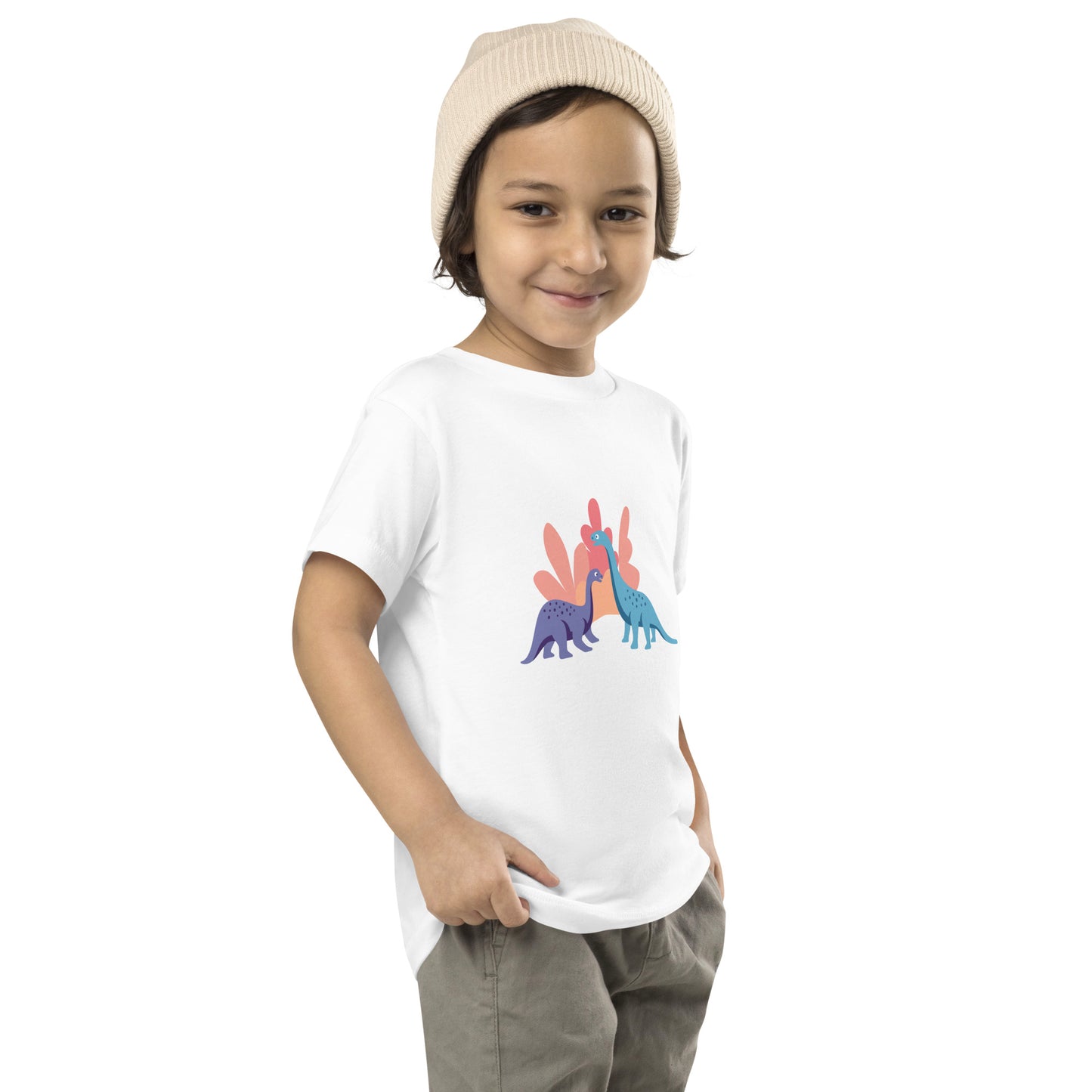 Cute Dinosaur Toddler Short Sleeve Tee, Kid's Dino Tee