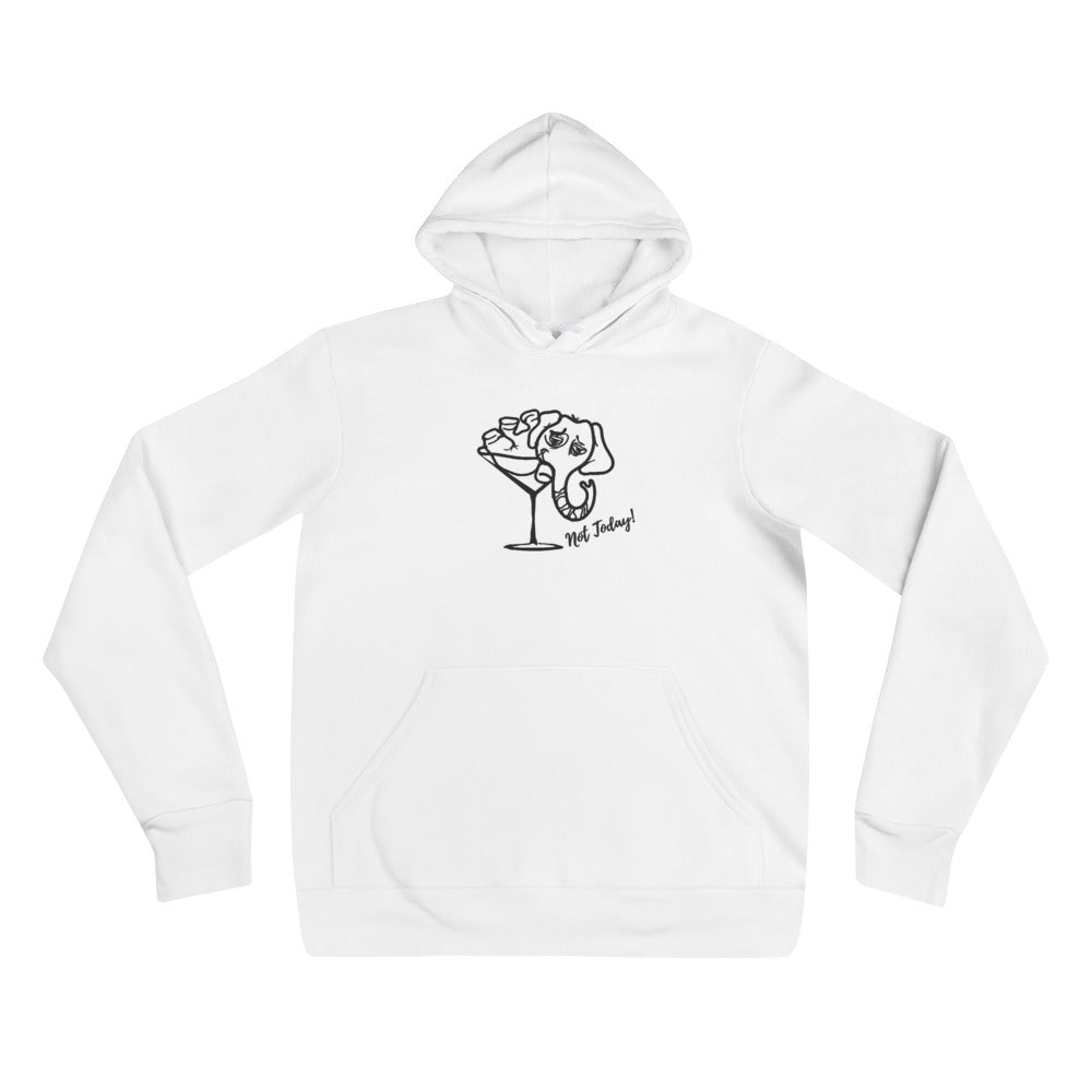 Embroidered Unisex Hoodie Not Today Elephant in Martini Glass