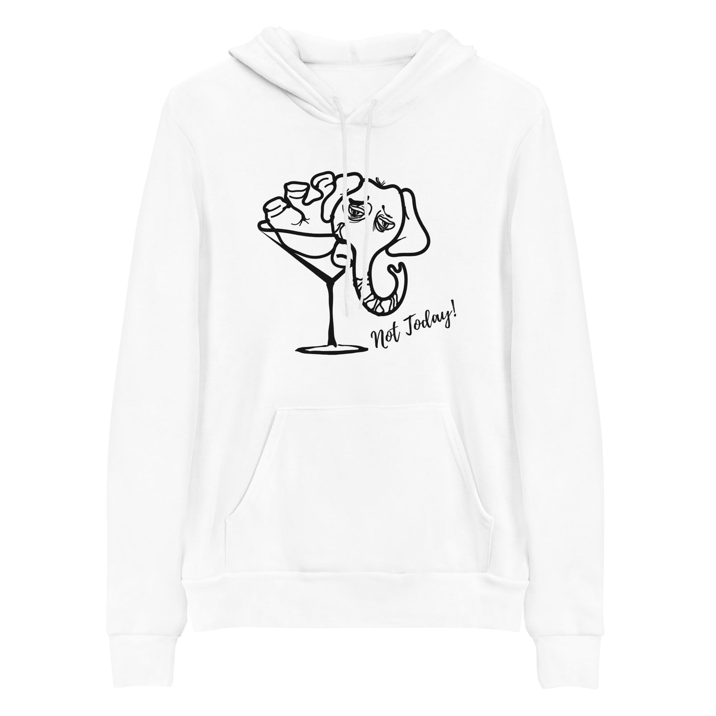 Funny Unisex hoodie with an Elephant in a Martini Glass, Hangover Elephant in a Cosmopolitan Drink, Not Today Elephant Hoodie