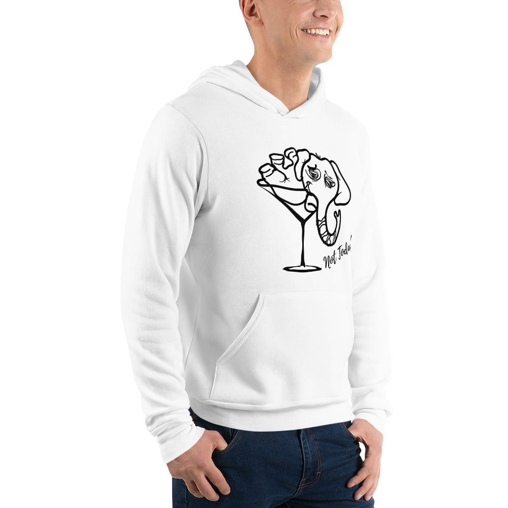 Funny Unisex hoodie with an Elephant in a Martini Glass, Hangover Elephant in a Cosmopolitan Drink, Not Today Elephant Hoodie