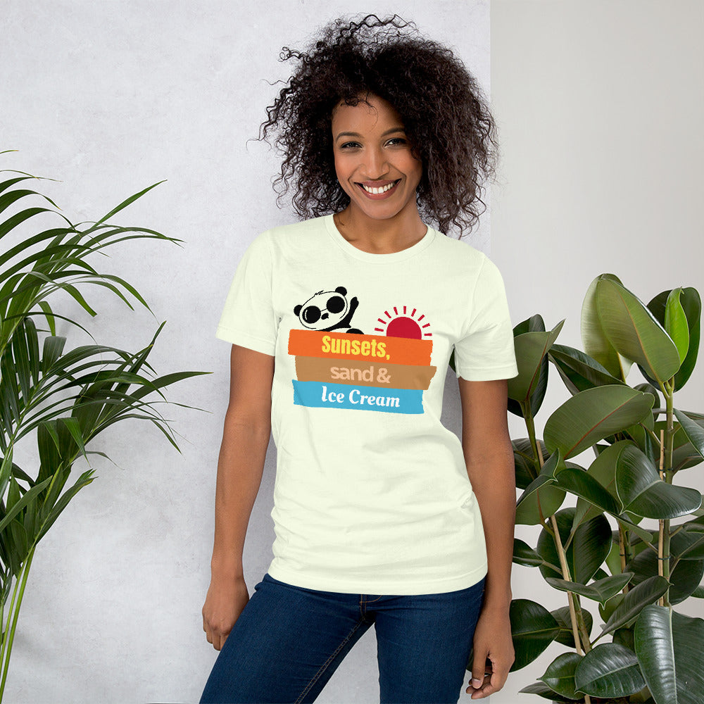 Sunset Sand and Ice Cream Unisex T-shirt | Soft Comfortable and Light Summer Shirts