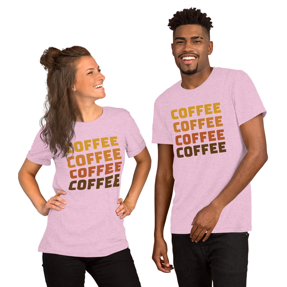 COFFEE Text Unisex t-shirt, Shirt with Word Coffee for Men and Women, Perfect Coffee Lover's Tee