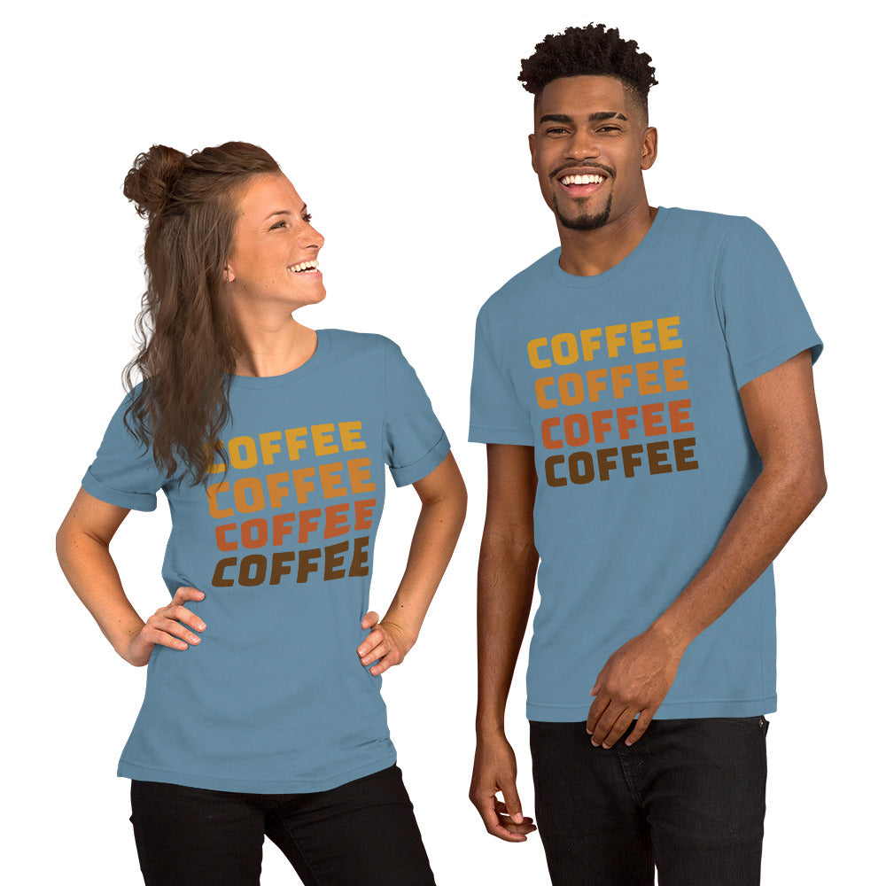 COFFEE Text Unisex t-shirt, Shirt with Word Coffee for Men and Women, Perfect Coffee Lover's Tee