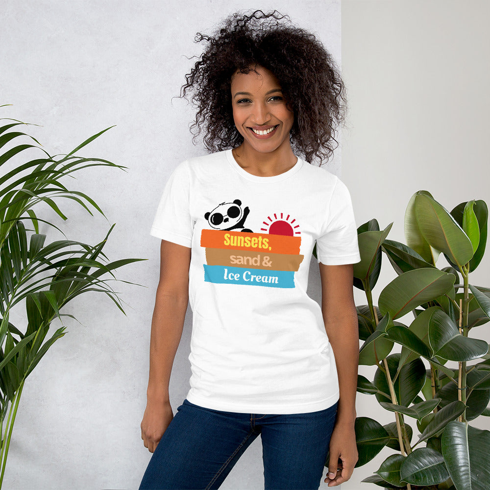 Sunset Sand and Ice Cream Unisex T-shirt | Soft Comfortable and Light Summer Shirts