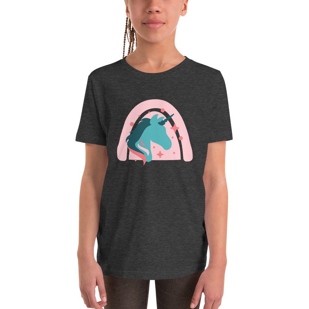 Super Cute Unicorn and Rainbow Girl's Youth Short Sleeve T-Shirt, Teen Girl's Comfy Unicorn Shirt,