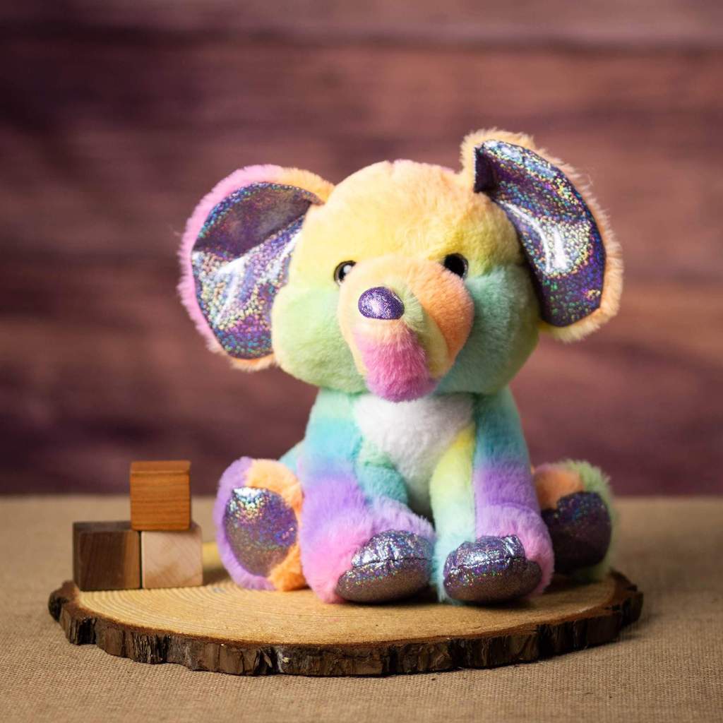 11 Inch Sherbet Ice Cream Elephant with a Sparkly Nose and Claws - Valentine Elephant Stuffed Elephant