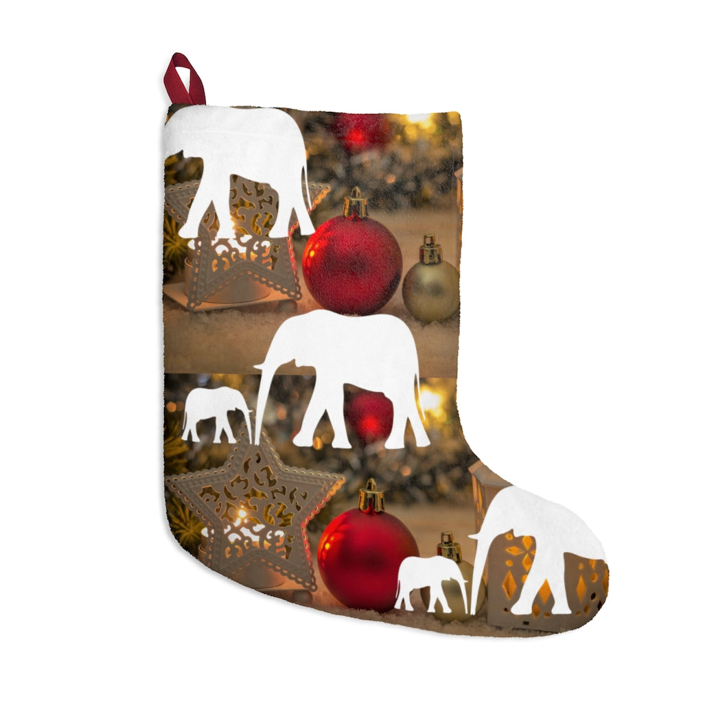 Warm and Cozy Elephant Christmas Stockings - Christmas Lights and Elephant Christmas Stocking