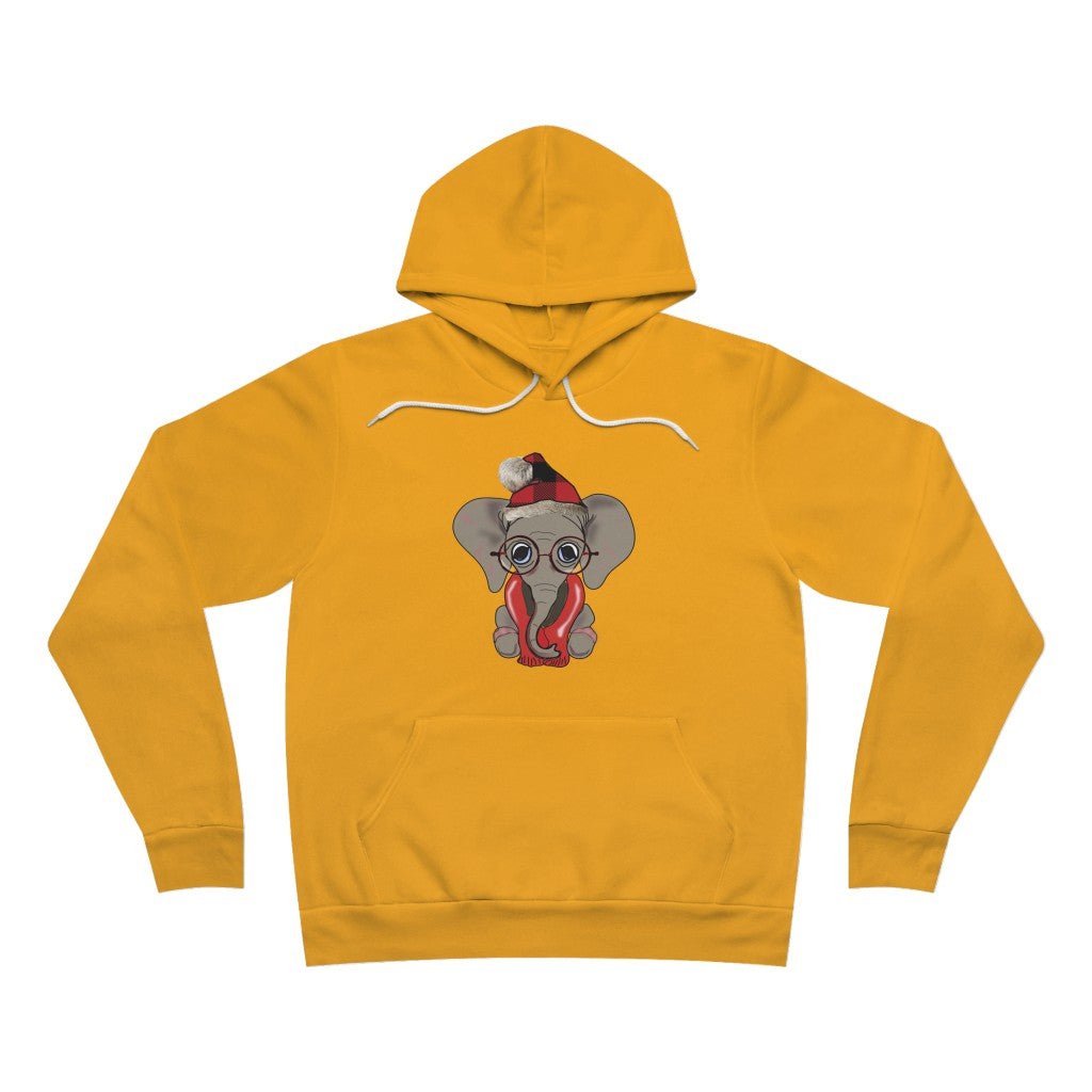 Unisex Sponge Fleece Cozy Elephant Pullover Hoodie - Women's Fleece Hoodie with Elephants, Men's Fleece Elephant Pullover, Elephant Hoodie with Cozy Elephant for Christmas