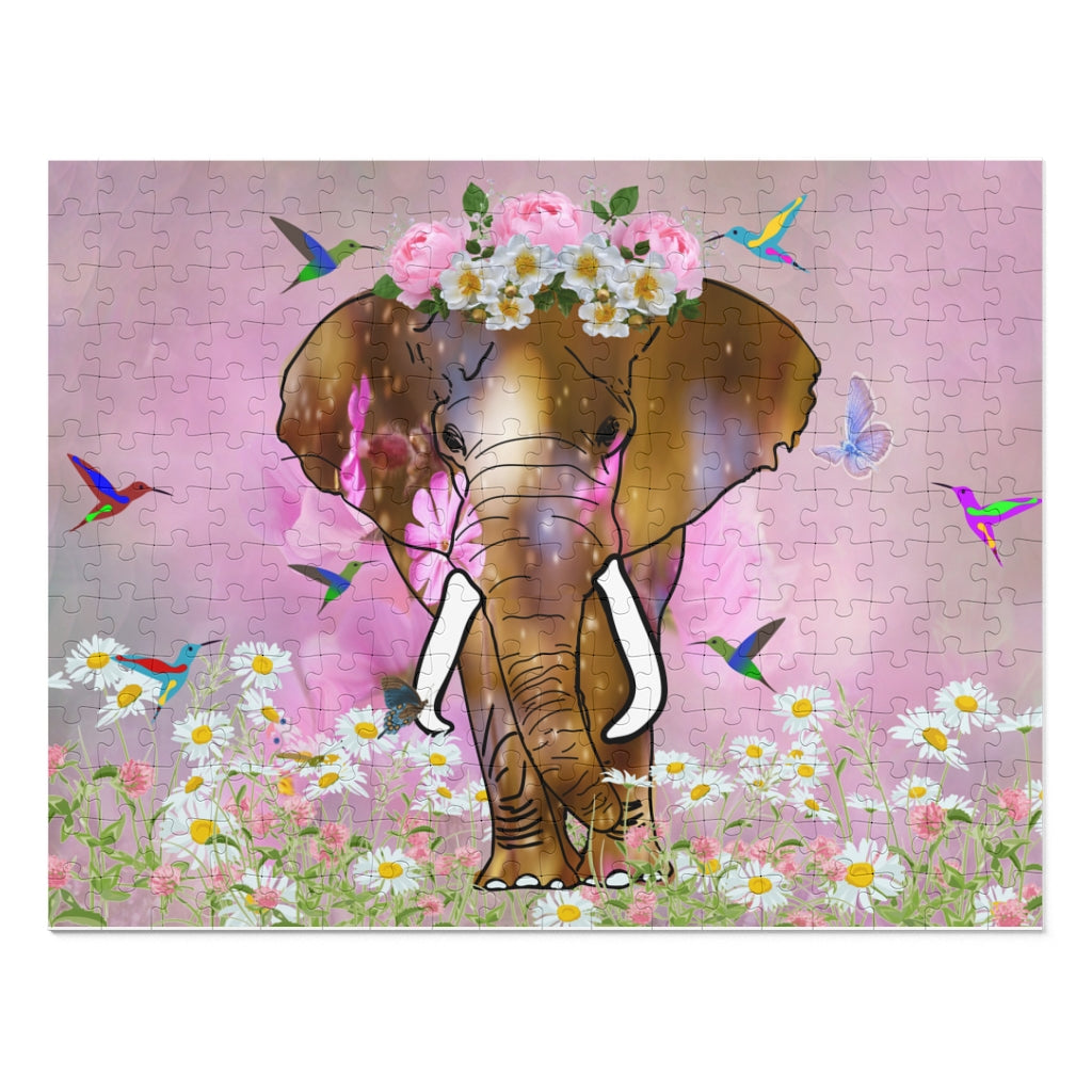 Beautiful Elephant Puzzle | Jumbo Elephant Jigsaw Puzzle 252 Pieces or 500 Pieces | Ethereal Elephant Puzzle | Chipboard Puzzle