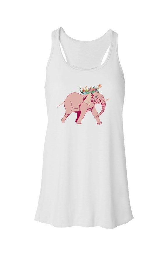 Fun Pink Elephant Flowy Racerback Tank for Women