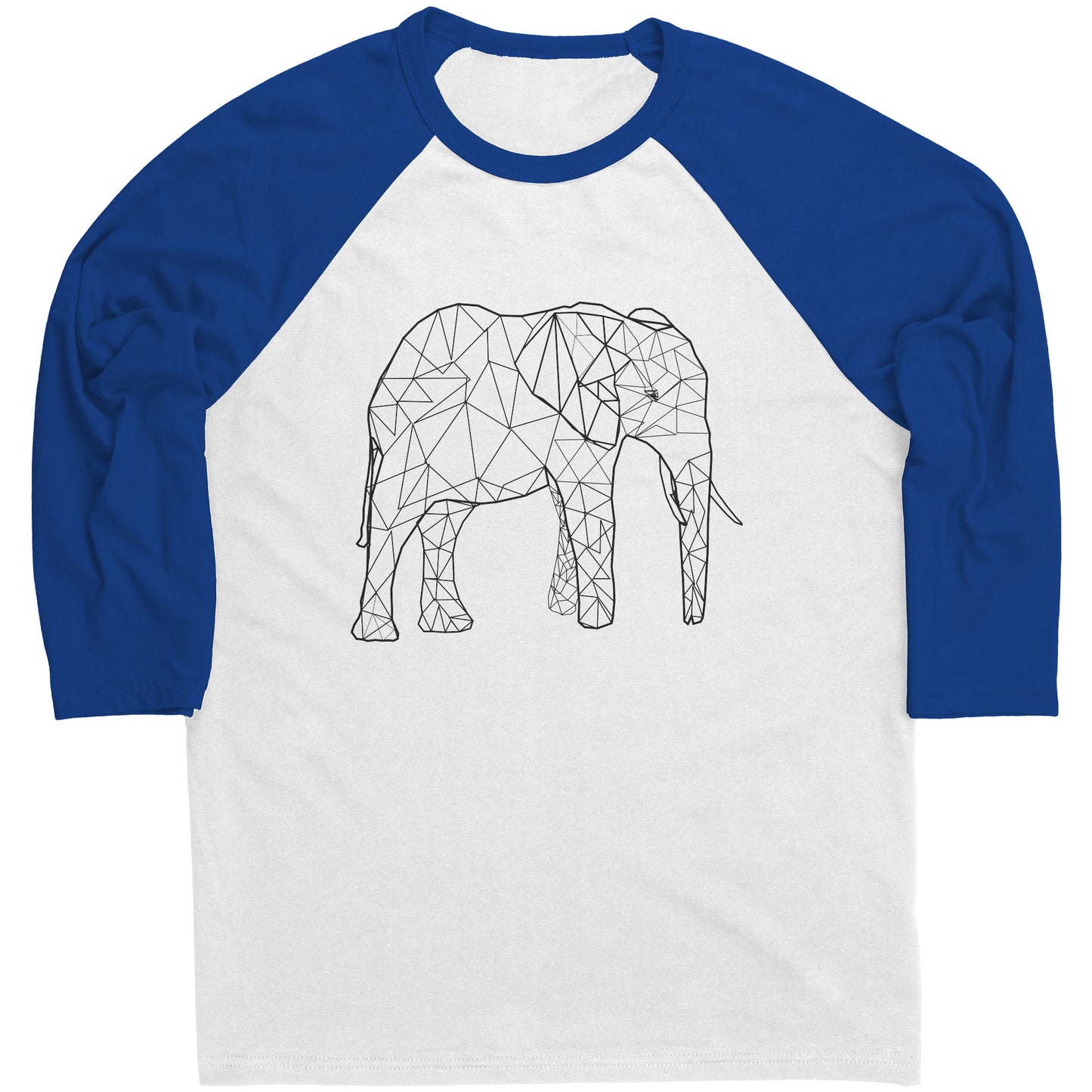 Geometric Elephant Men's 3/4 Sleeve Baseball Tee - Soft Adult Shirt
