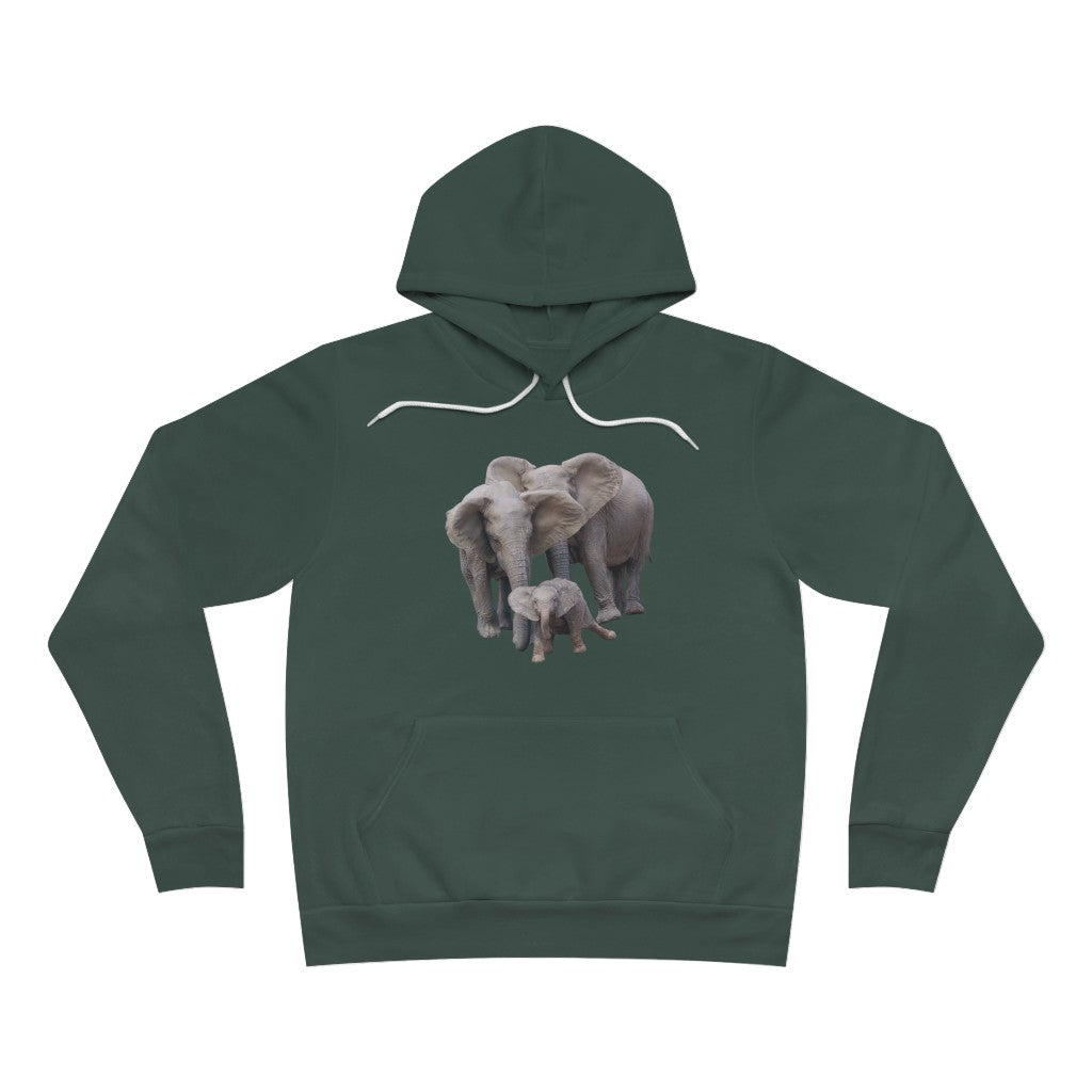 Comfortable Women's Elephant Fleece Hoodie, Men's Fleece Elephant Pullover Hoodie - Unisex Sponge Fleece Pullover Hoodie with Elephants