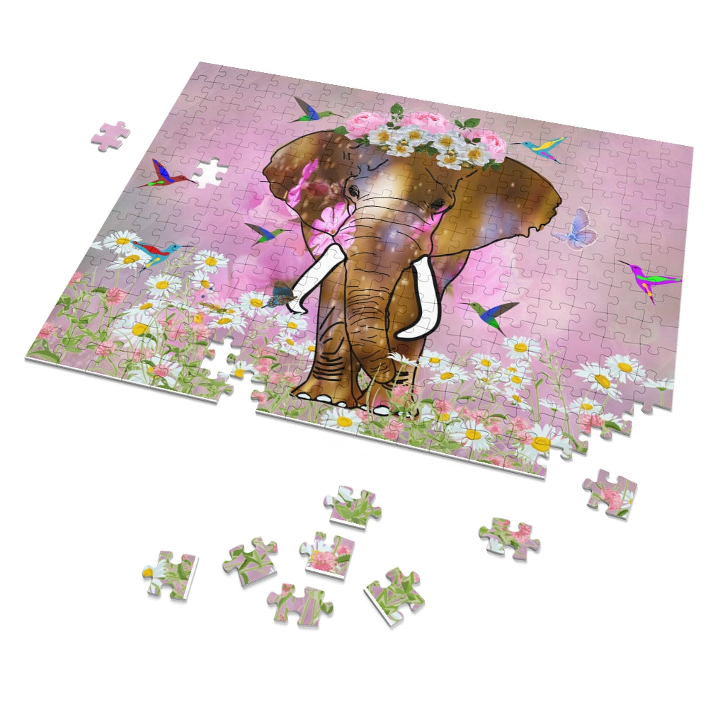 Beautiful Elephant Puzzle | Jumbo Elephant Jigsaw Puzzle 252 Pieces or 500 Pieces | Ethereal Elephant Puzzle | Chipboard Puzzle