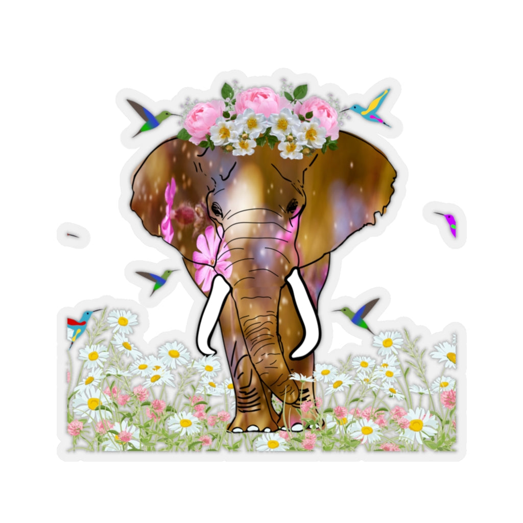Kiss-Cut Elephant with Crown Sticker