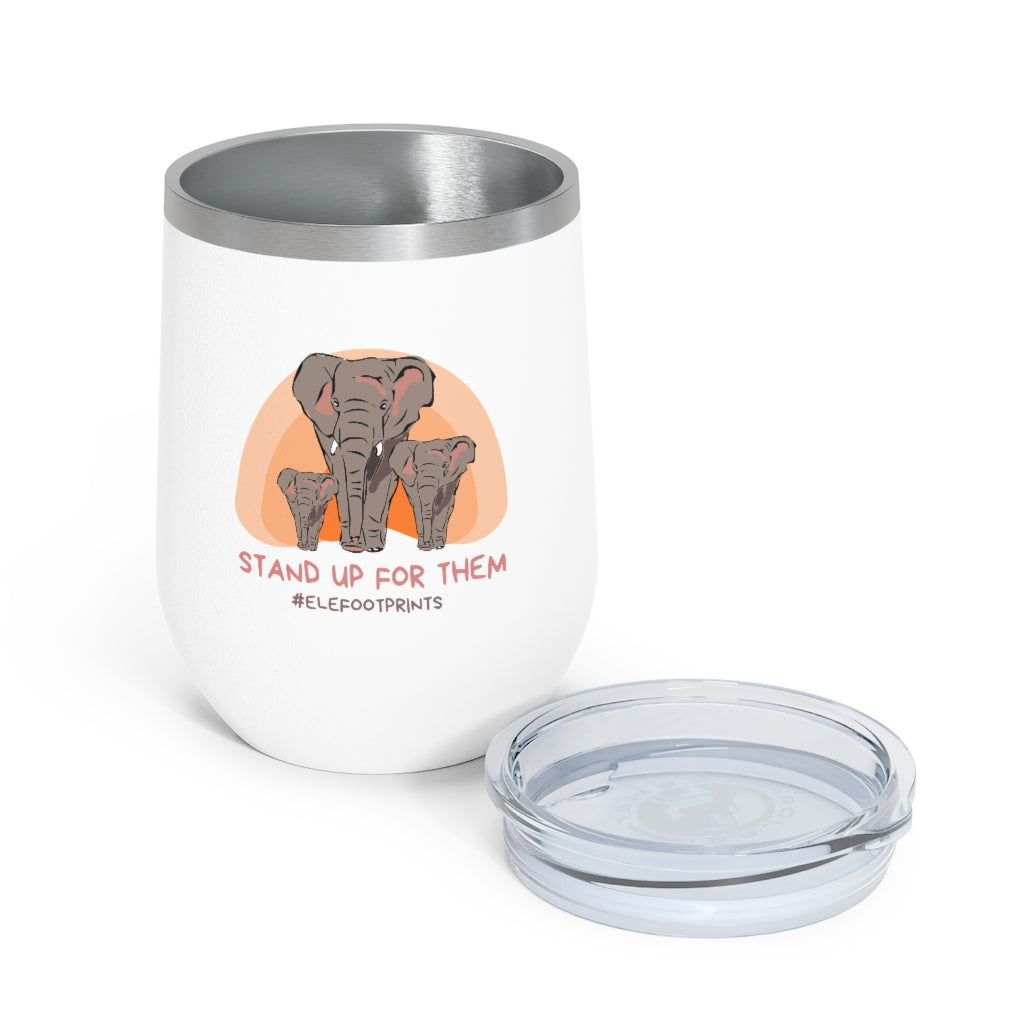 12oz Insulated Wine Tumbler with Elephants - Stand Up for Elephants