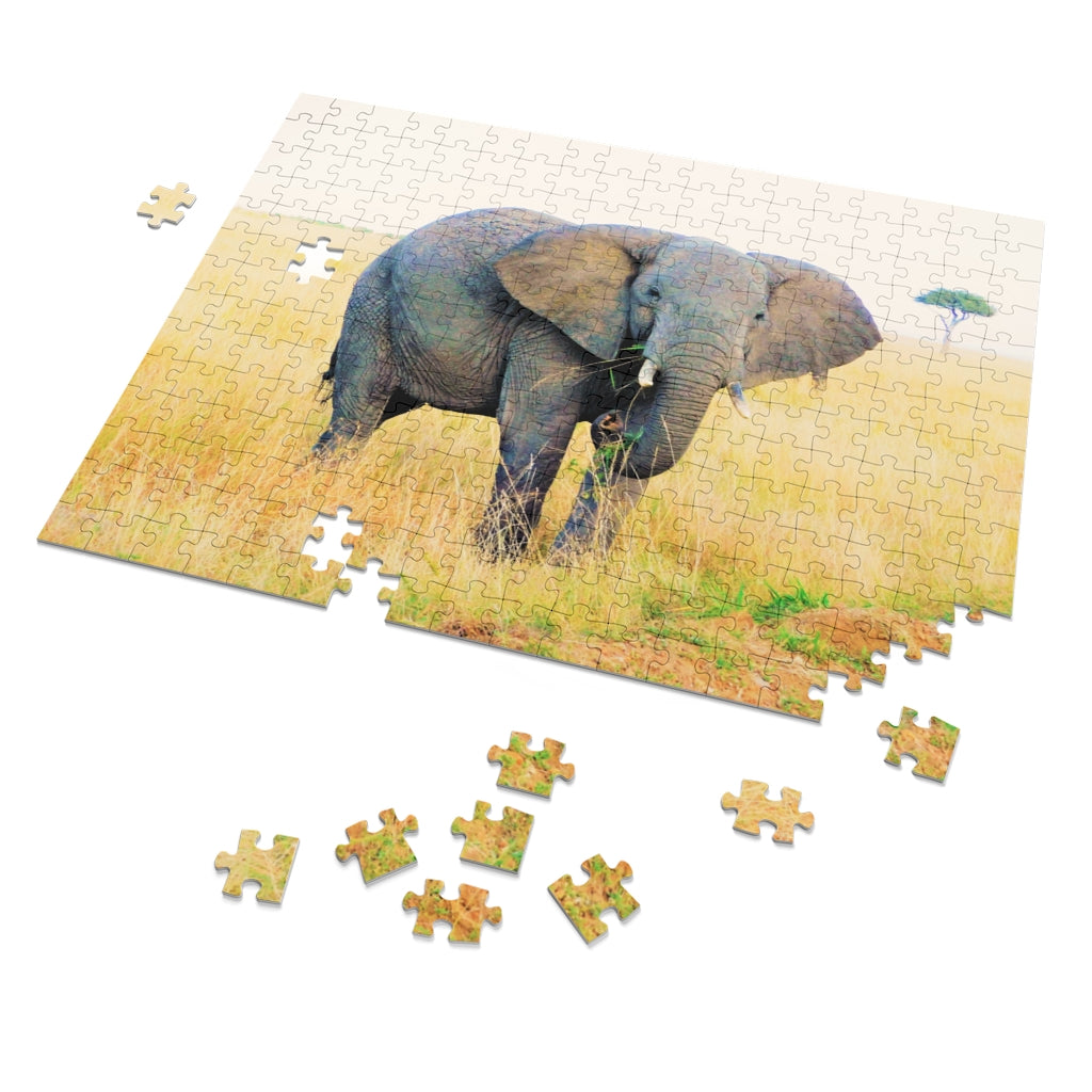 Elephant Stare Puzzle with 252 Pieces or 500 Pieces | Elephant Looking at Me Puzzle | Stoic Elephant Puzzle