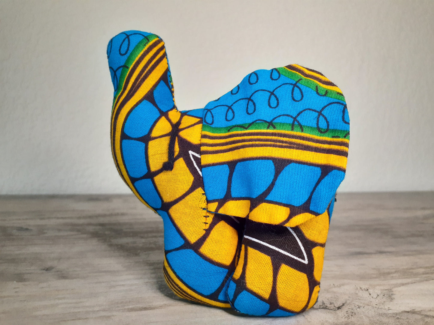 Small Stuffed Elephant Toy made from African Fabric