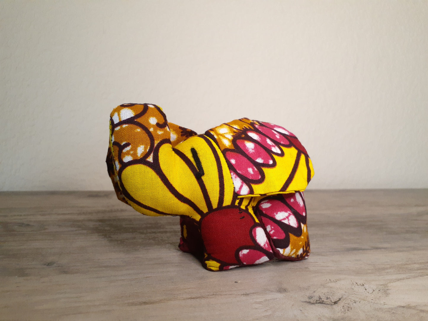 Small Stuffed Elephant Toy made from African Fabric