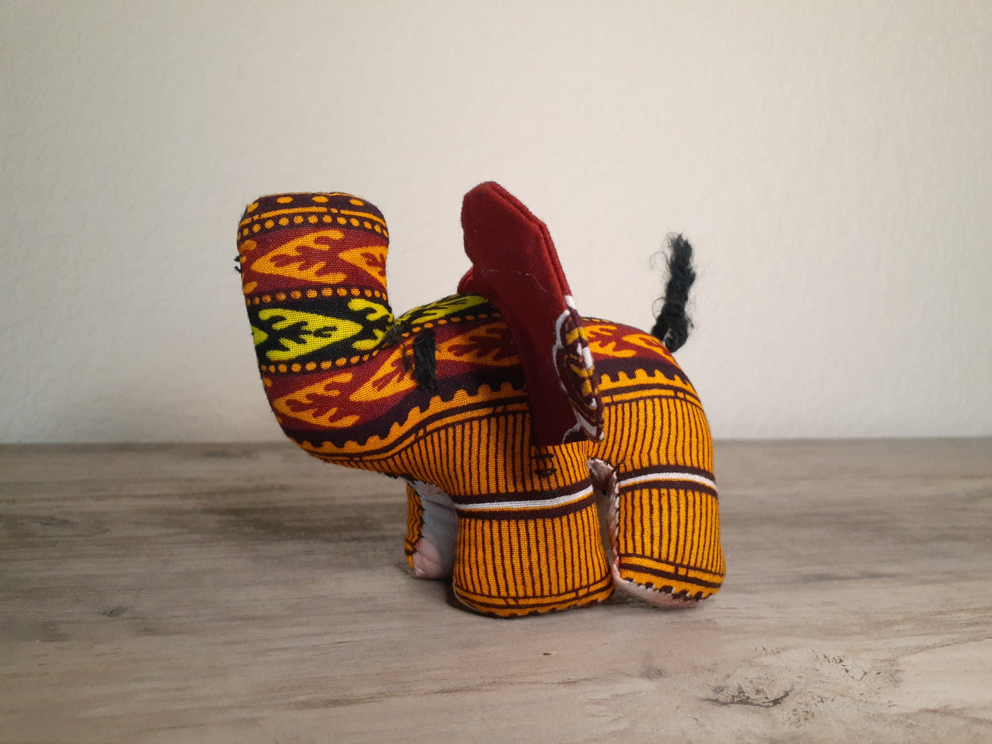 Small Stuffed Elephant Toy made from African Fabric