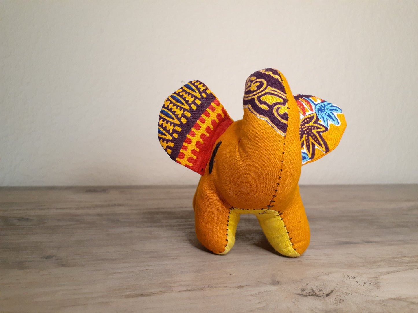 Small Stuffed Elephant Toy made from African Fabric