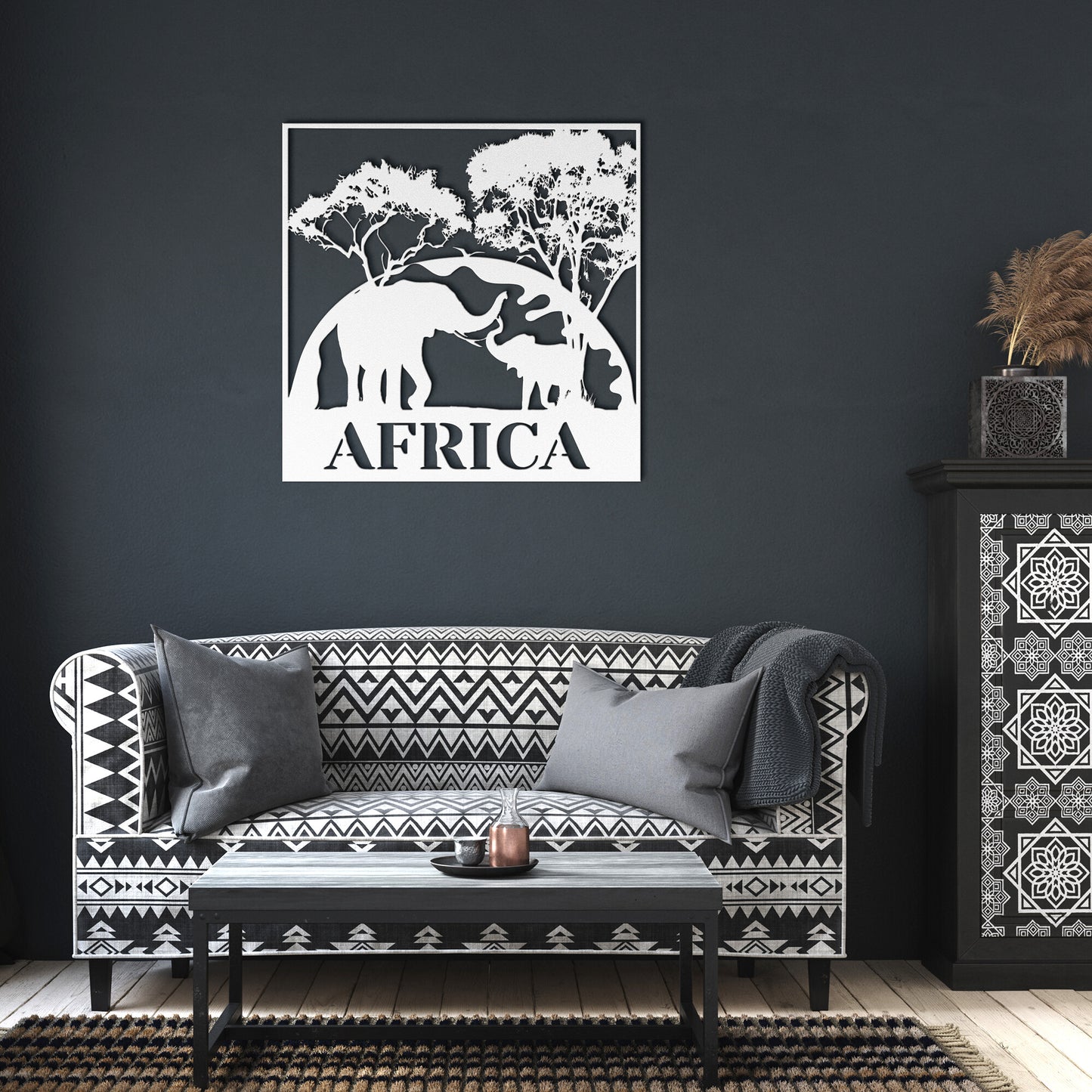 African Elephants and Sunset Metal Signs | Metal Wall Decor | Metal Wall Art | Africa Metal Art| Family Elephant Sign | Wedding Gift | Safari Metal Art | Housewarming Gift