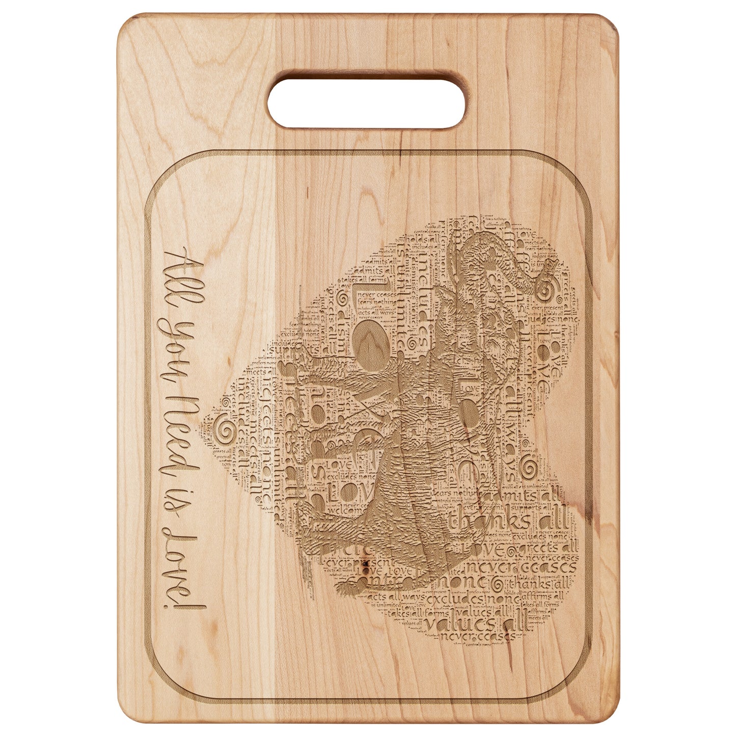 All You Need is Love Maple Elephant Cutting Board, Cheese Board kitchen décor, Housewarming Gift